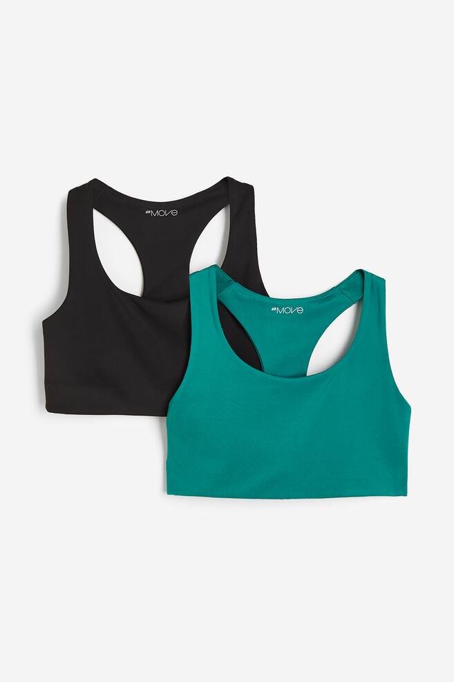 2-pack Medium Support Sports bras - Dark green/Black/Black/White/Light purple/Navy blue/Bubblegum pink/Black/dc - 2