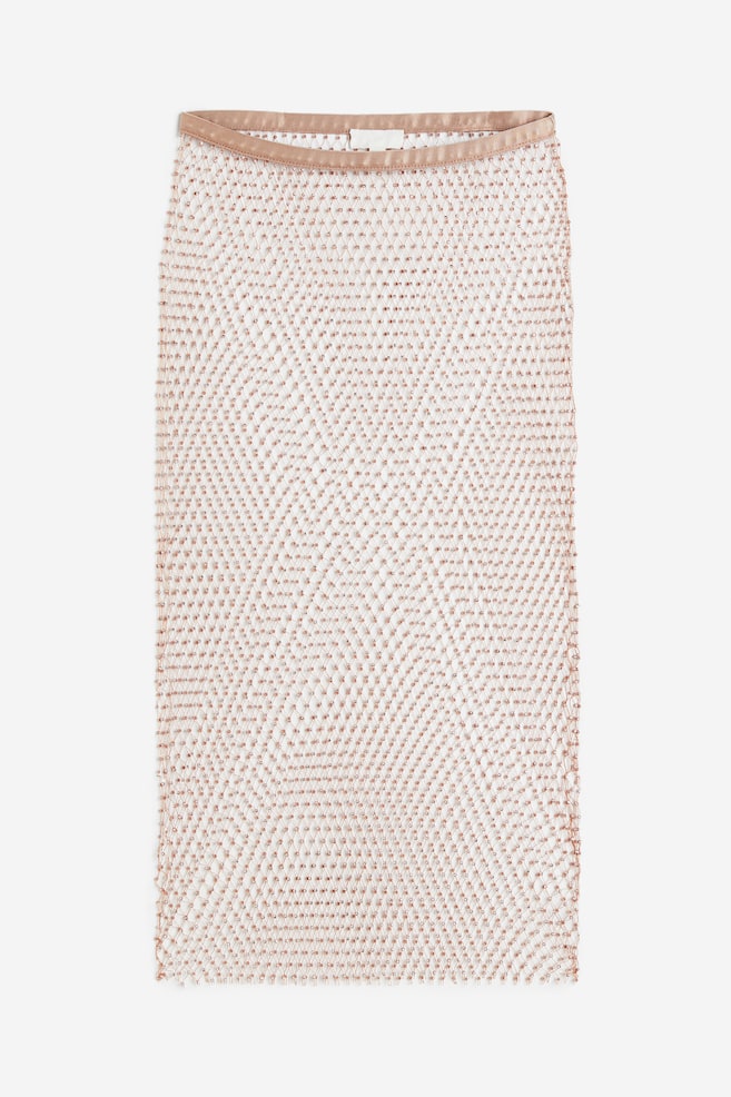 Rhinestone-embellished net skirt - Beige - 2
