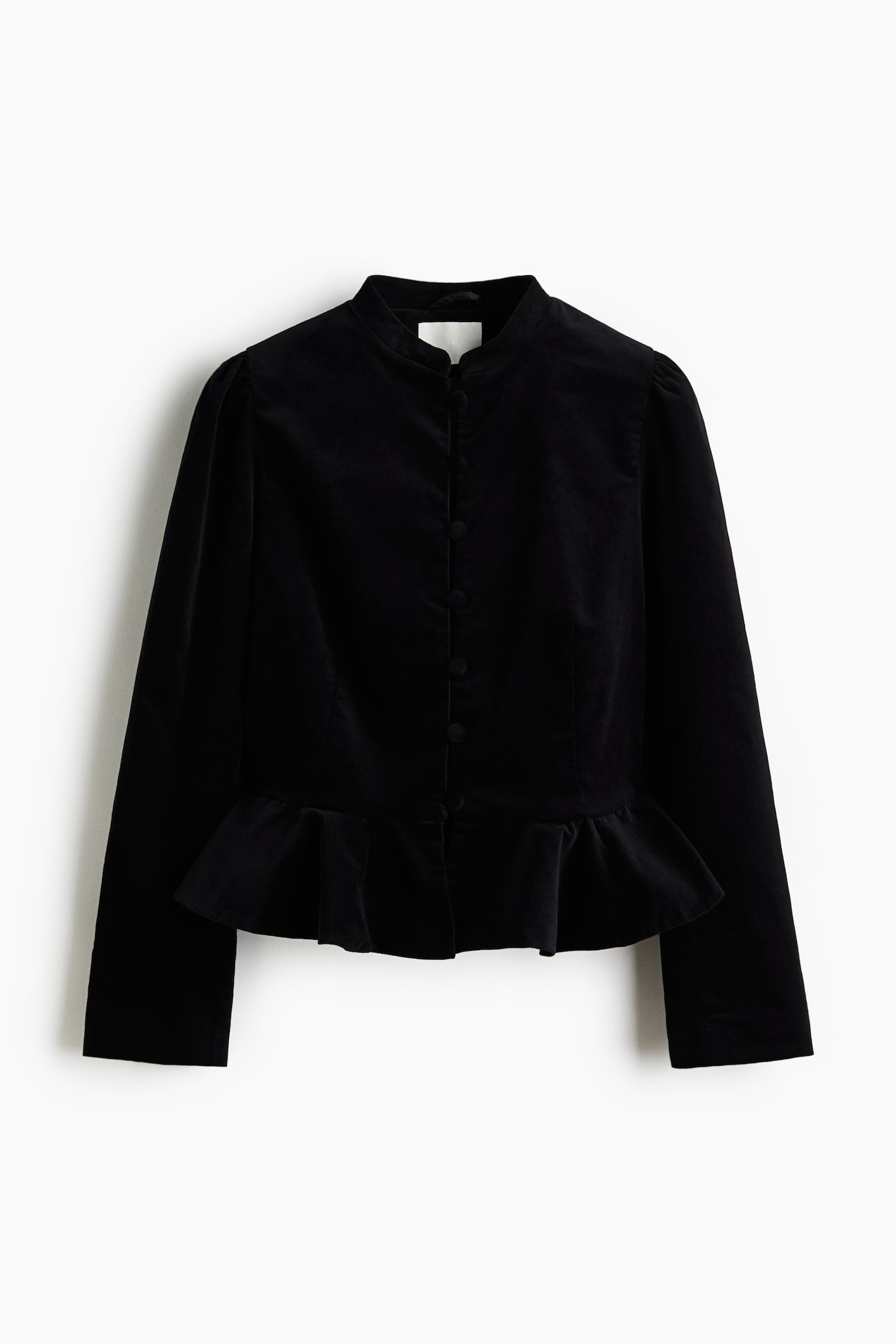 Velvet peplum jacket - Black - 2