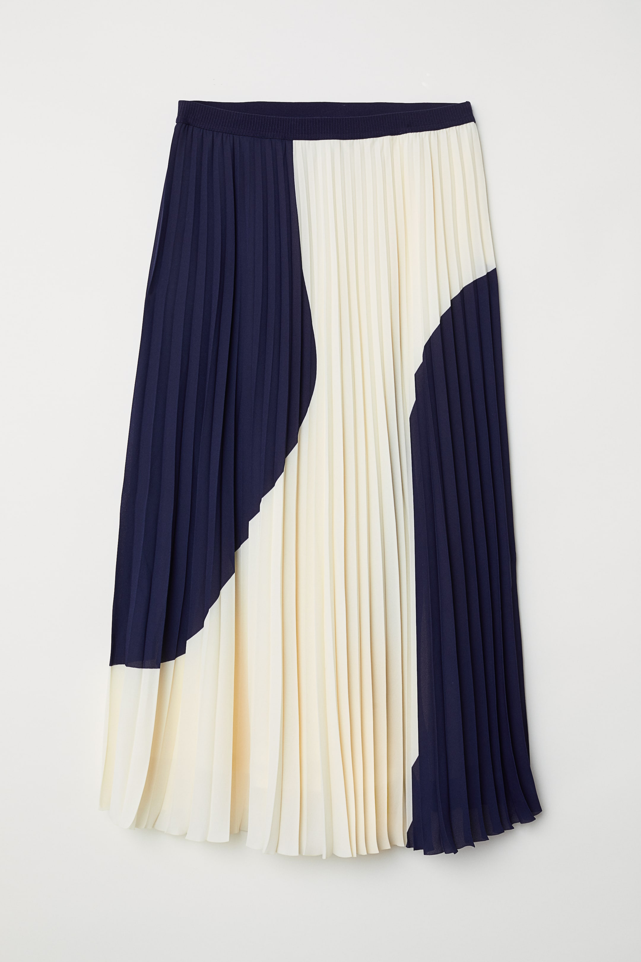 Pleated skirt - Midi - Dark blue/White - Ladies | H&M GB