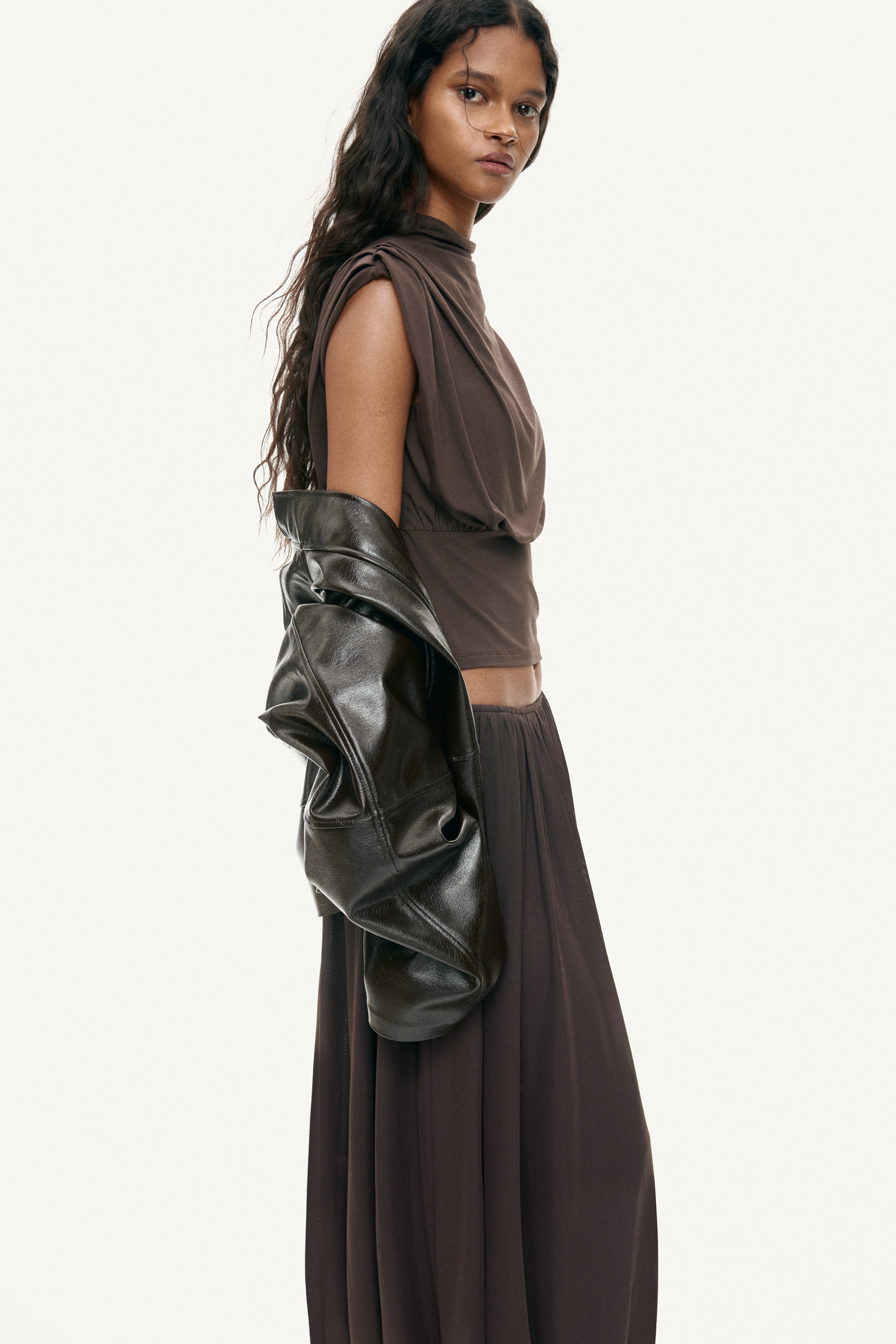 Women's Black Viscose Mock Turtleneck Top | H&M US