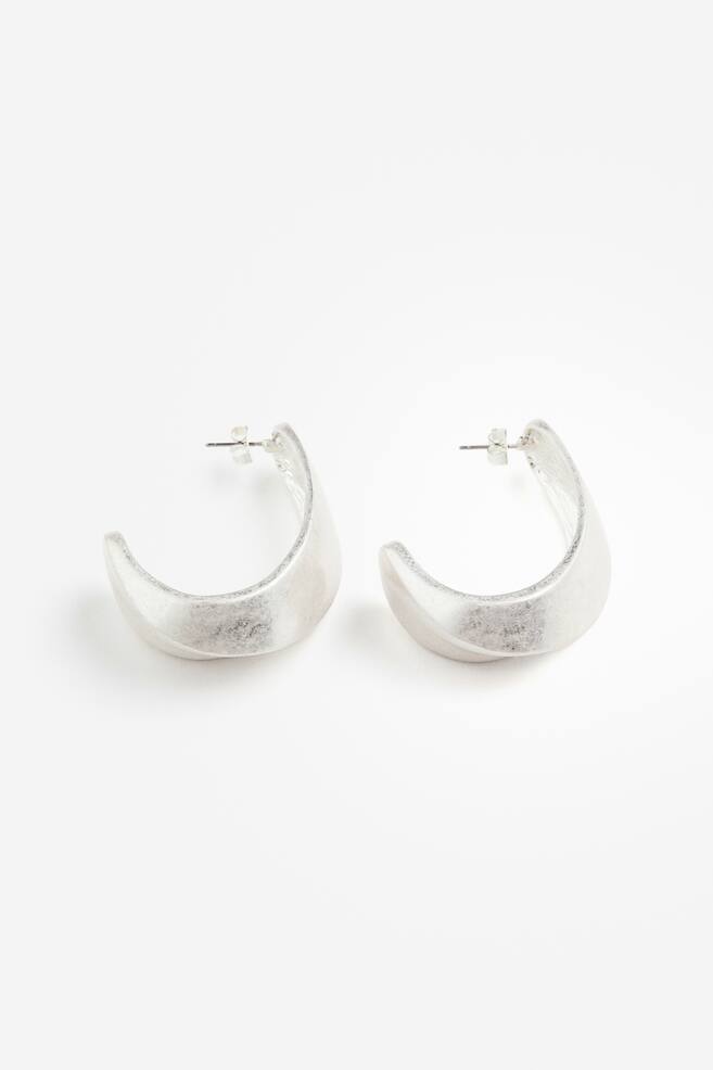 Asymmetric hoop earrings - Silver-coloured - 1