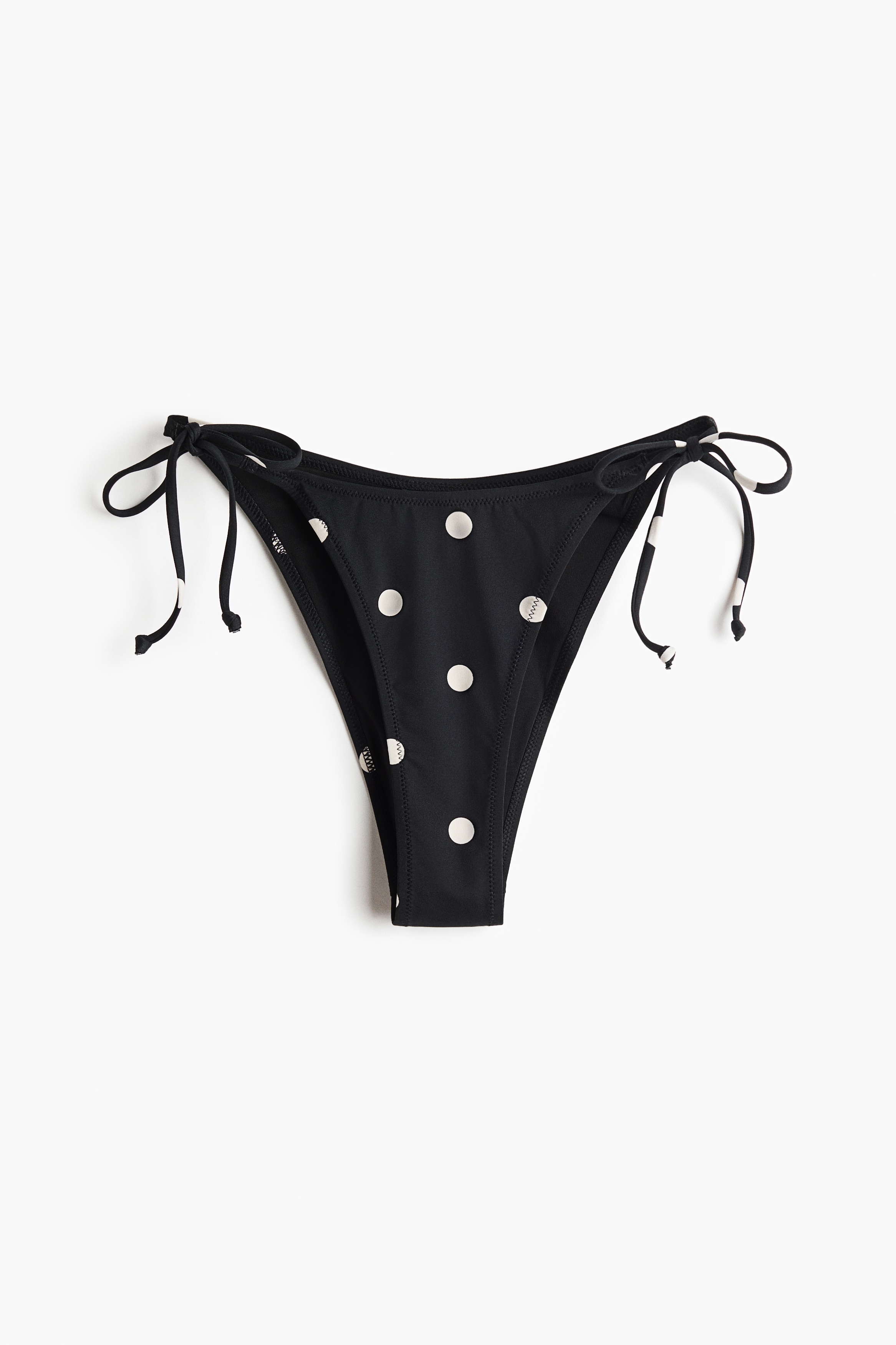 Cheeky Tie Bikini Bottoms - Black/polka dot