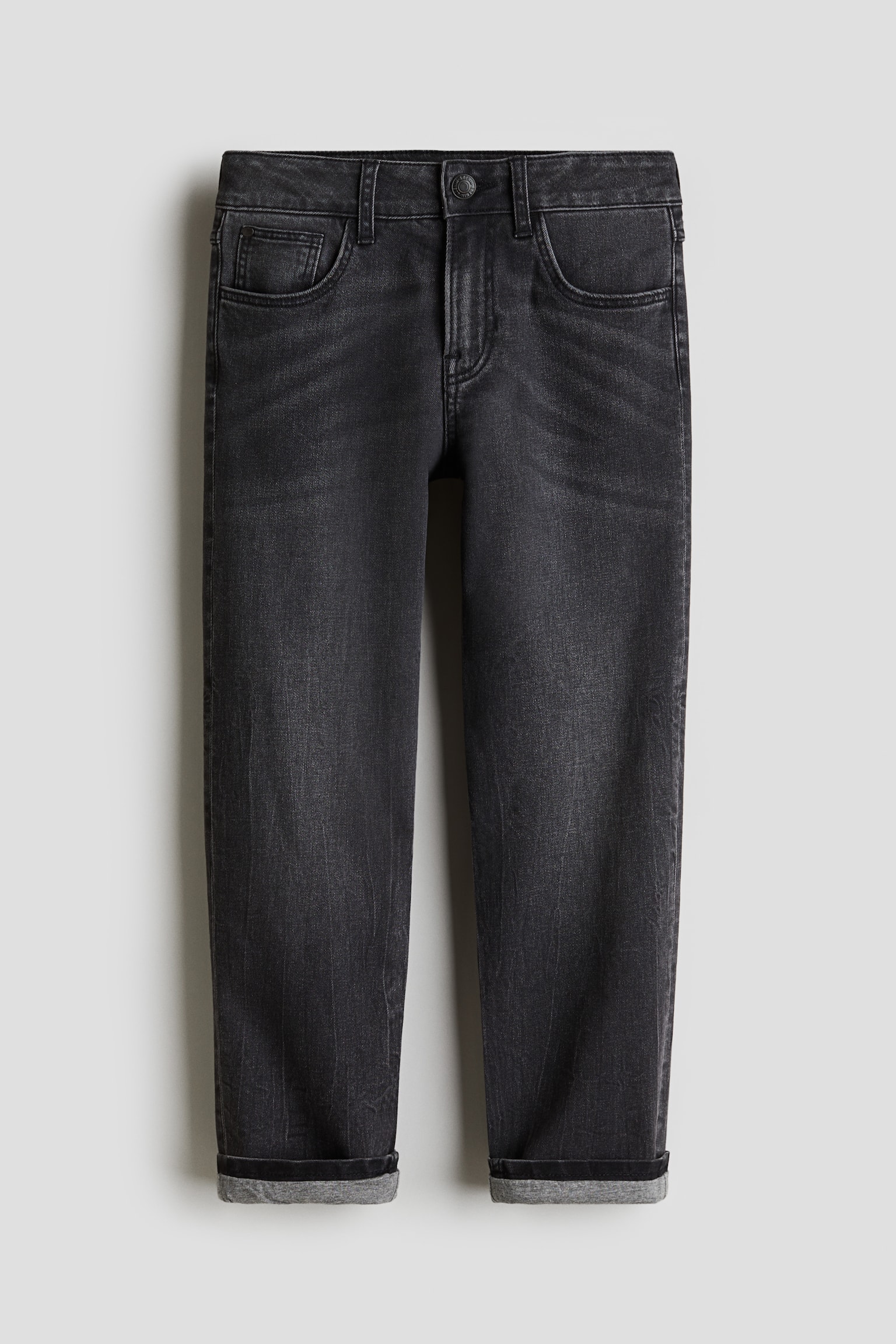 Lined Relaxed Fit Jeans - Dark grey/Light denim blue - 1