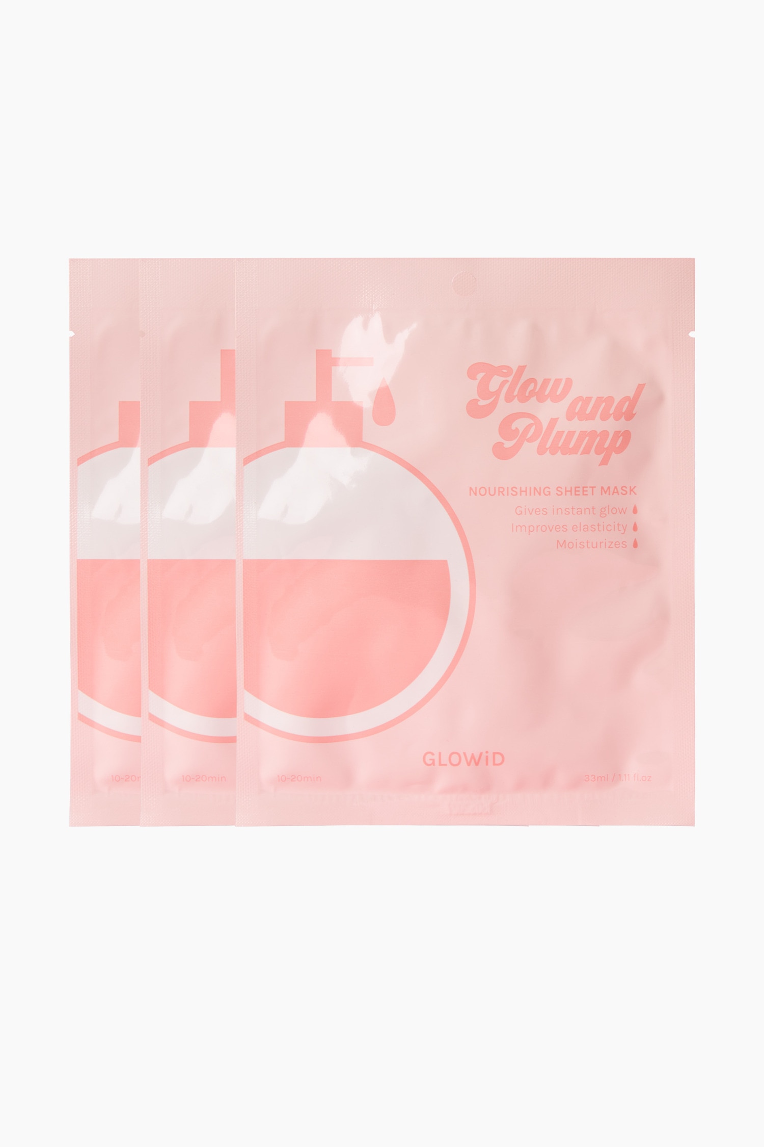 GLOWiD - Glow And Plump Sheet Mask 3-pack - Transparent Hvit Sheet Mask