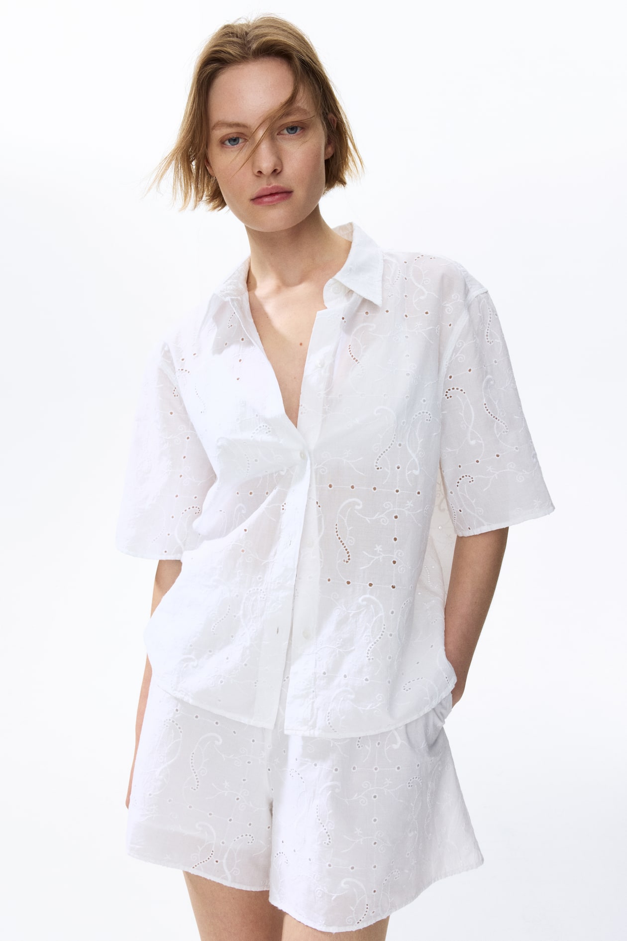 Oversized Eyelet-Embroidered Shirt - image 3
