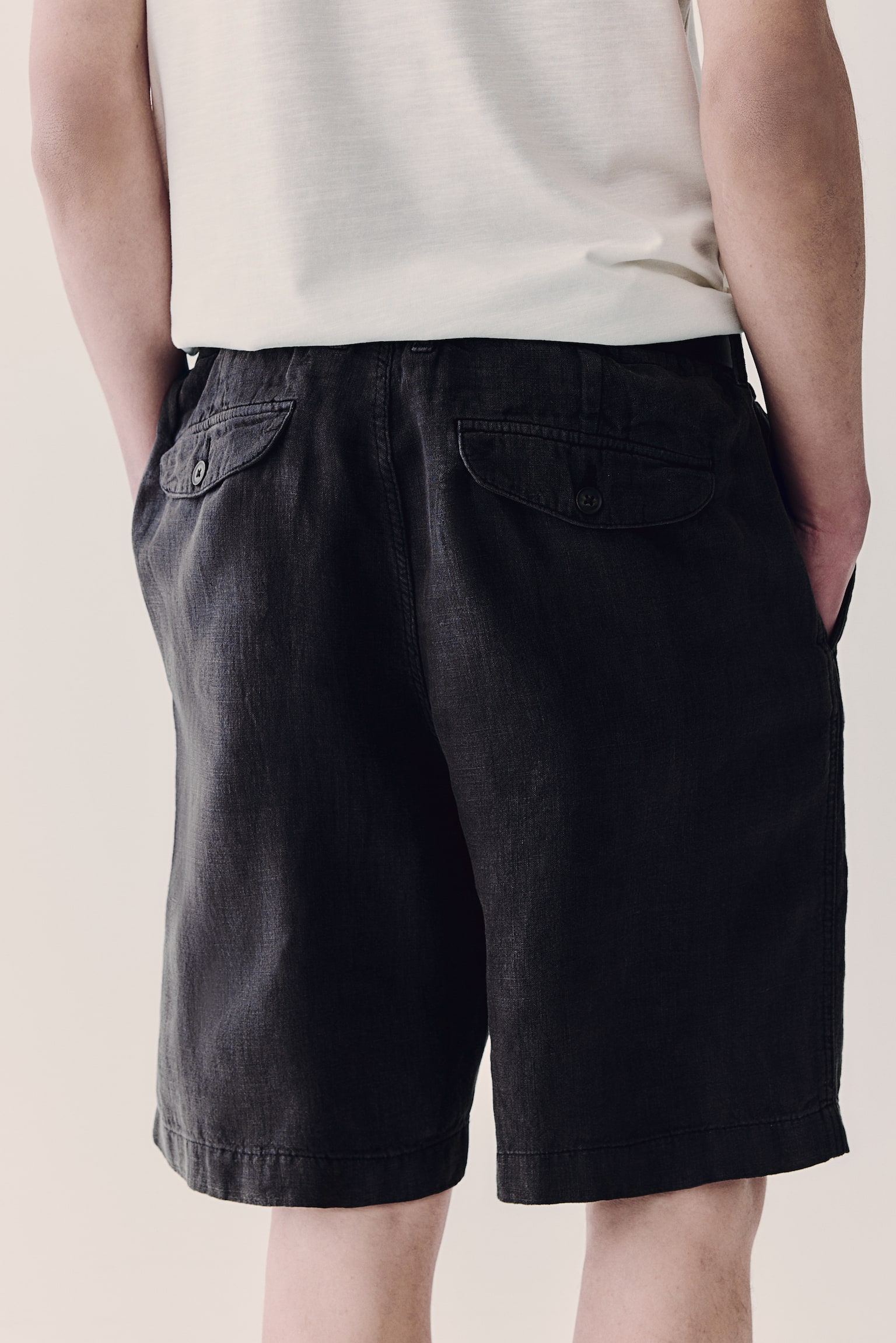 Regular Fit Linen shorts - Black/White/Navy blue - 5