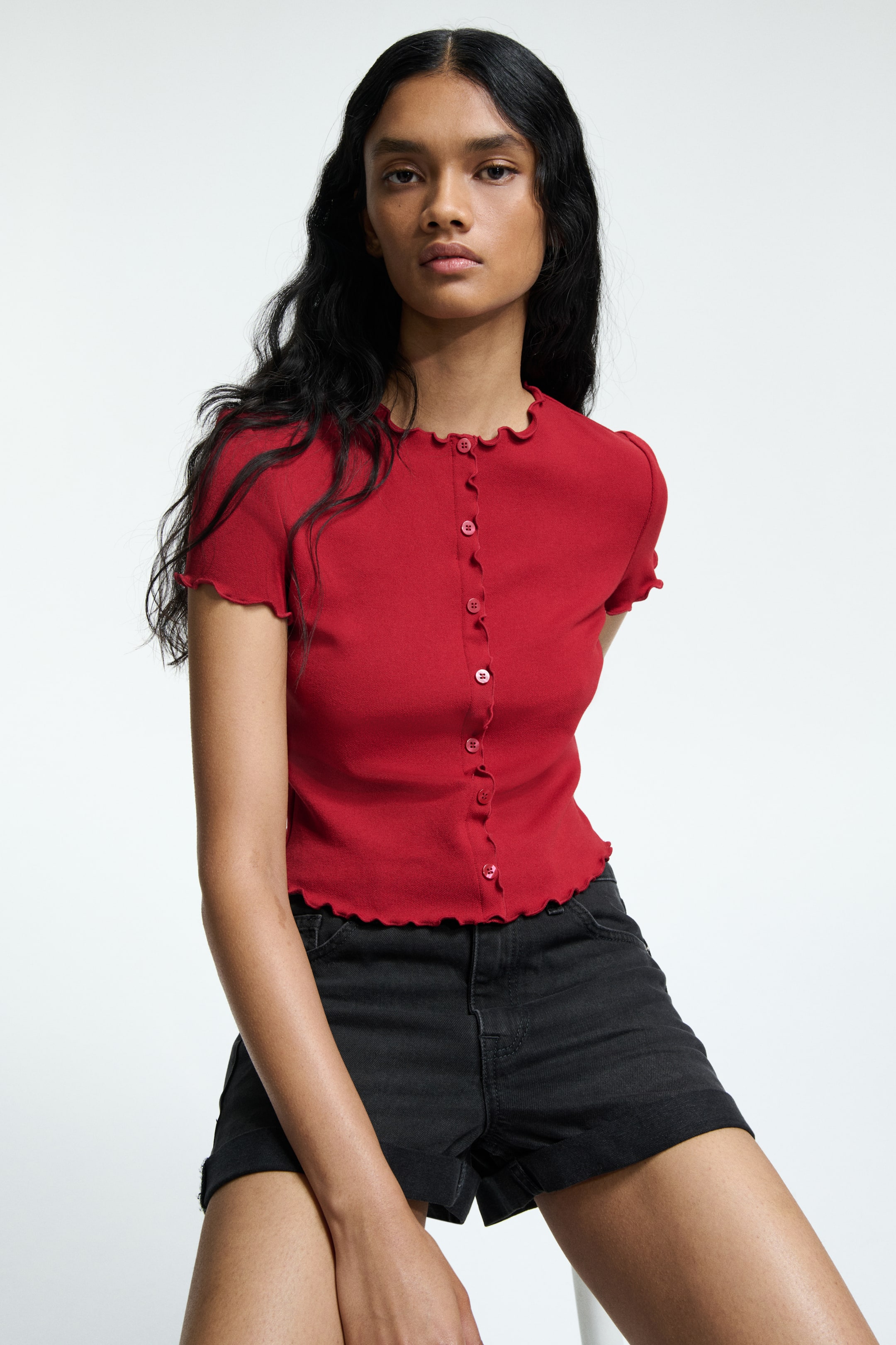 View larger image: Overlocked top - Red - Ladies | H&M IN 2