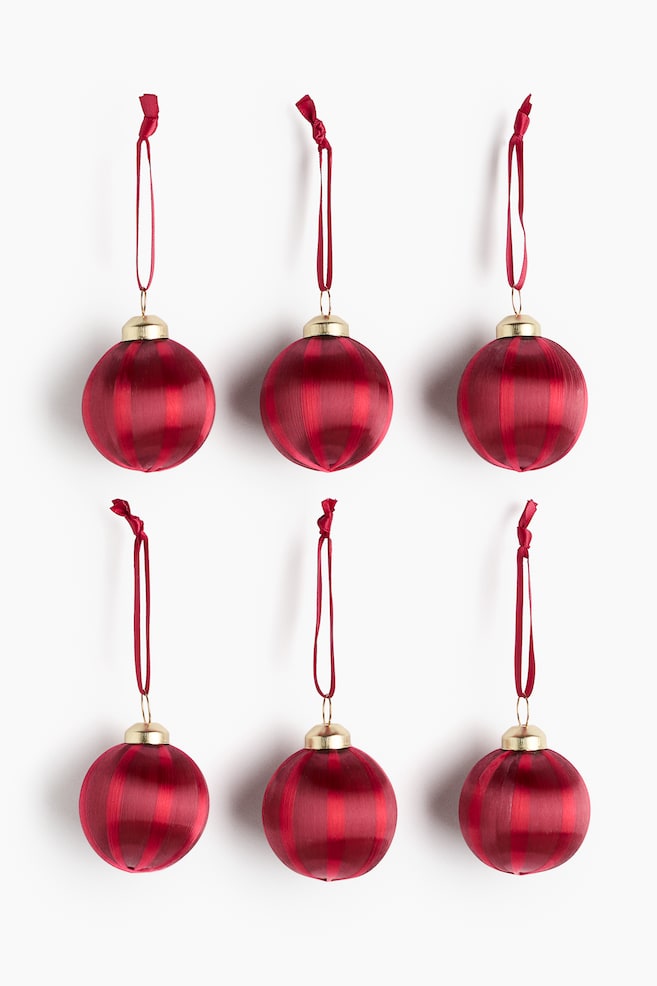 Palline di Natale piccole 6 pezzi - Rosso/Verde scuro/Nero/righe - 1