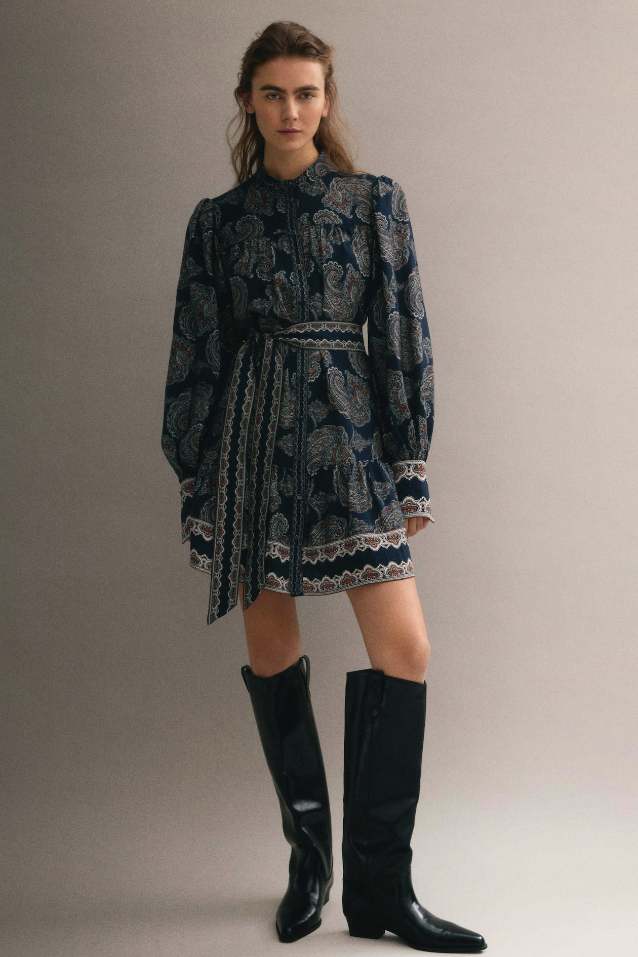 Tie-Belt Tunic Dress