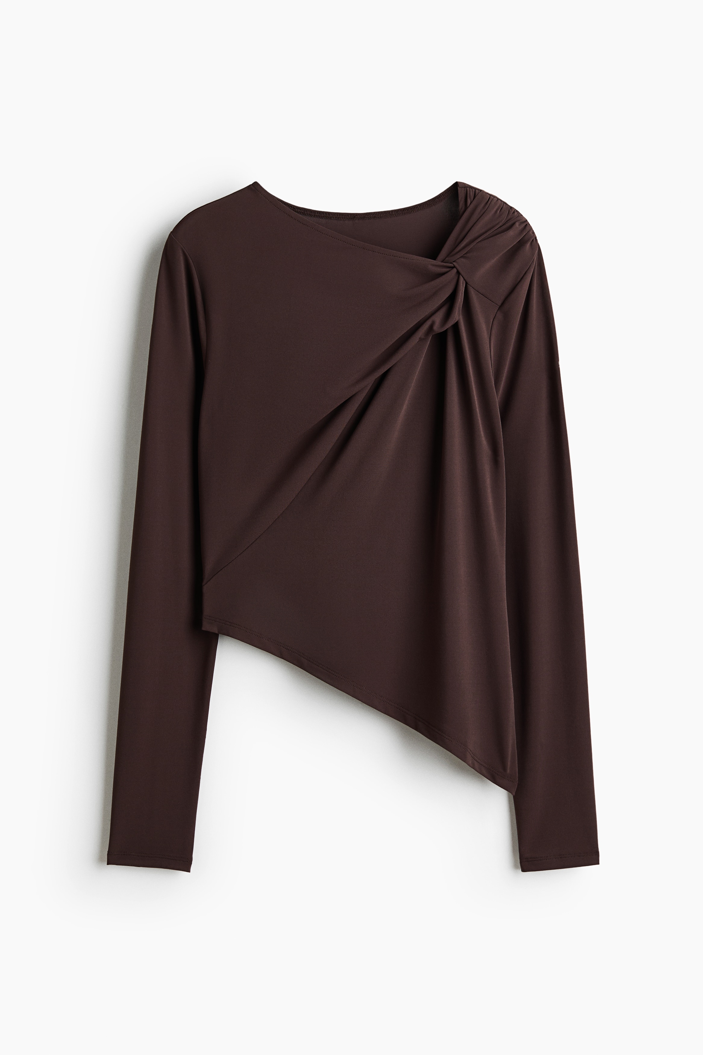 Asymmetric twist-detail top - Dark brown/Dusty pink