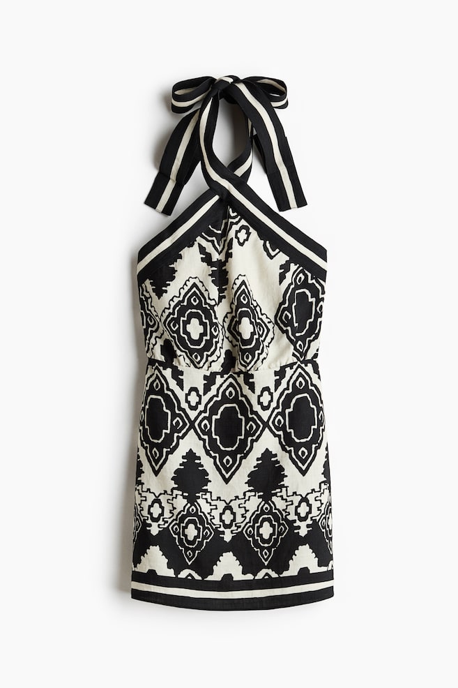 Halterneck dress - Black/Patterned - 1