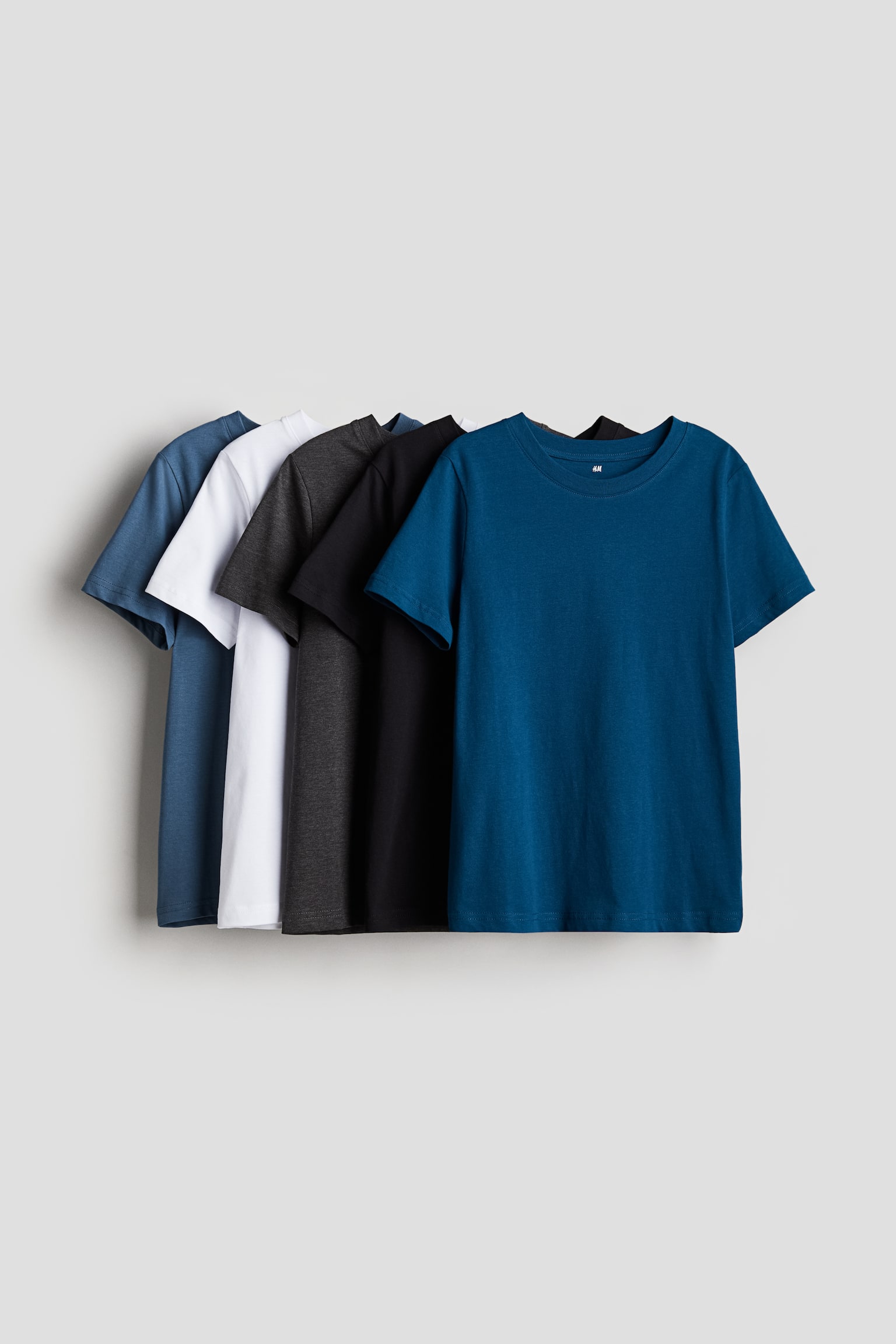 5-pack T-shirts - Petrol/White/Black/Green/Light grey/White/Black/White/Grey marl - 1