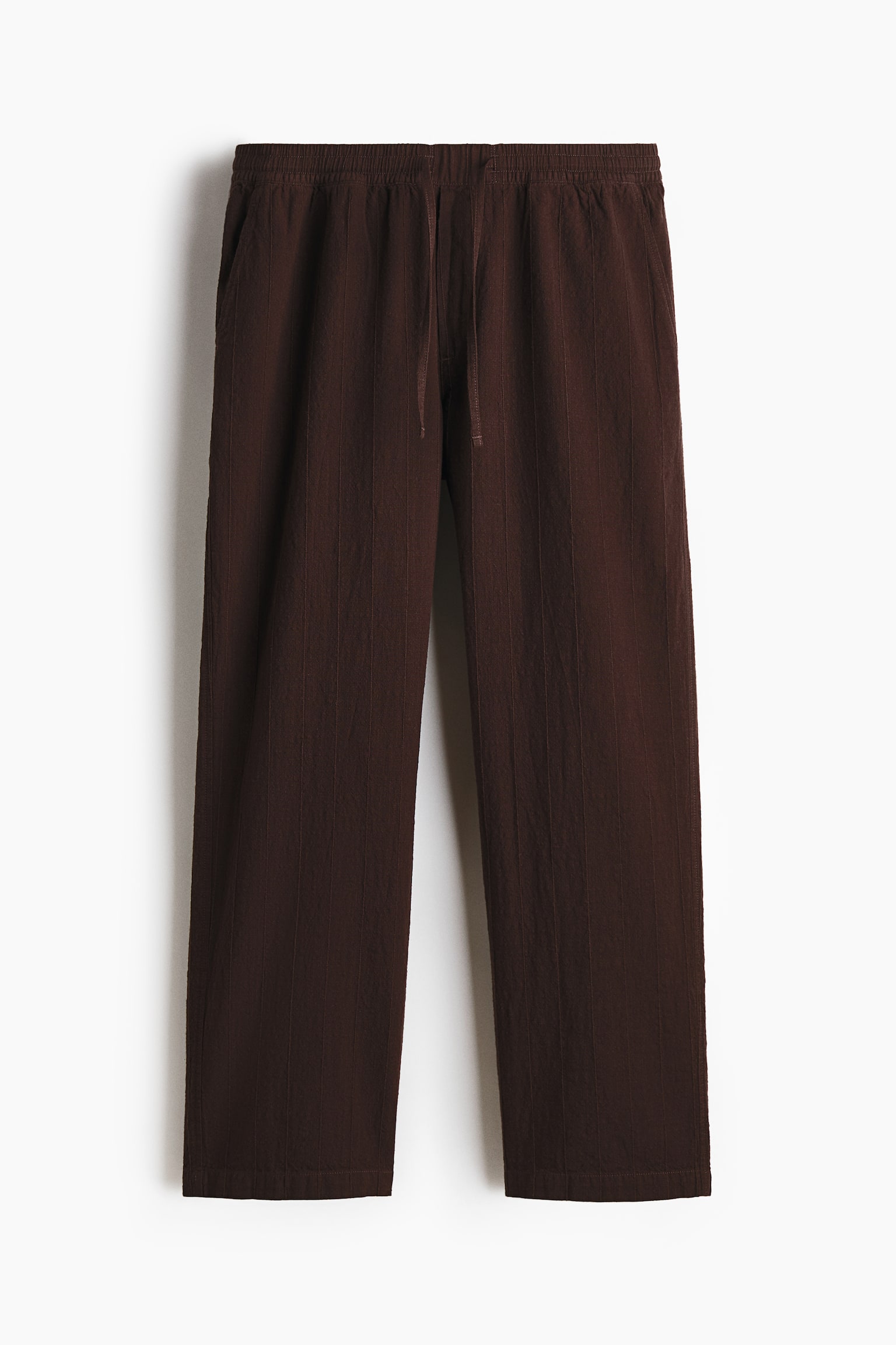Relaxed Fit Textured cotton trousers - Dark brown/White - 2