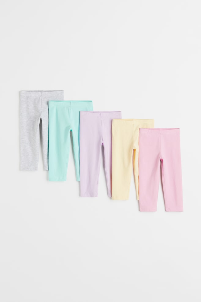 5-pack cotton Capri leggings - Light pink/Light yellow/Navy blue/Cherries/Coral/White/Light beige/Dark grey/Light pink/dc/dc/dc - 1