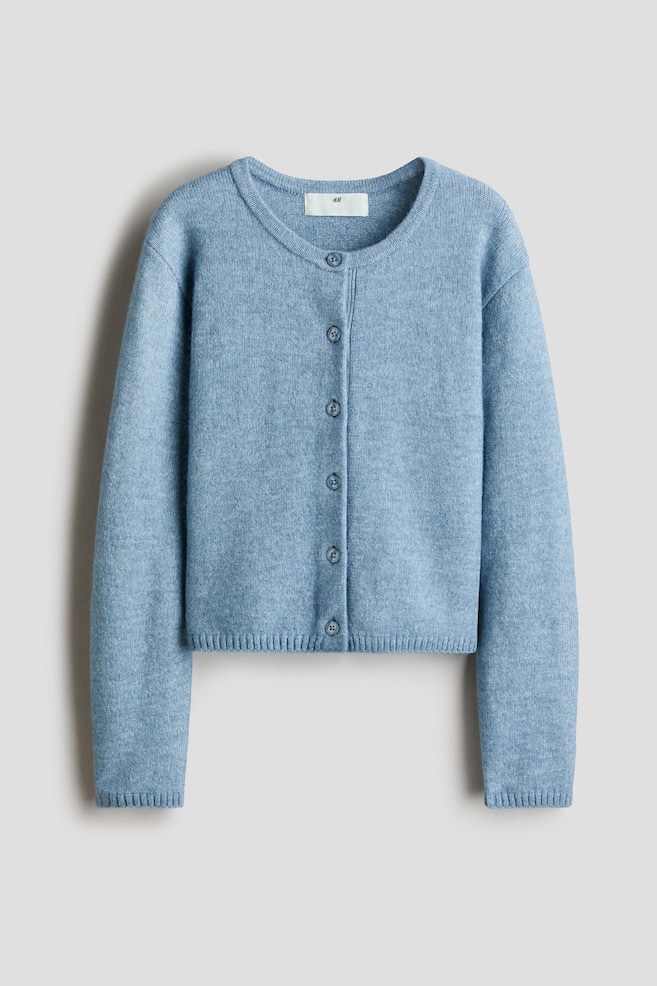 Fine-knit cardigan - Light blue/Ivory - 1