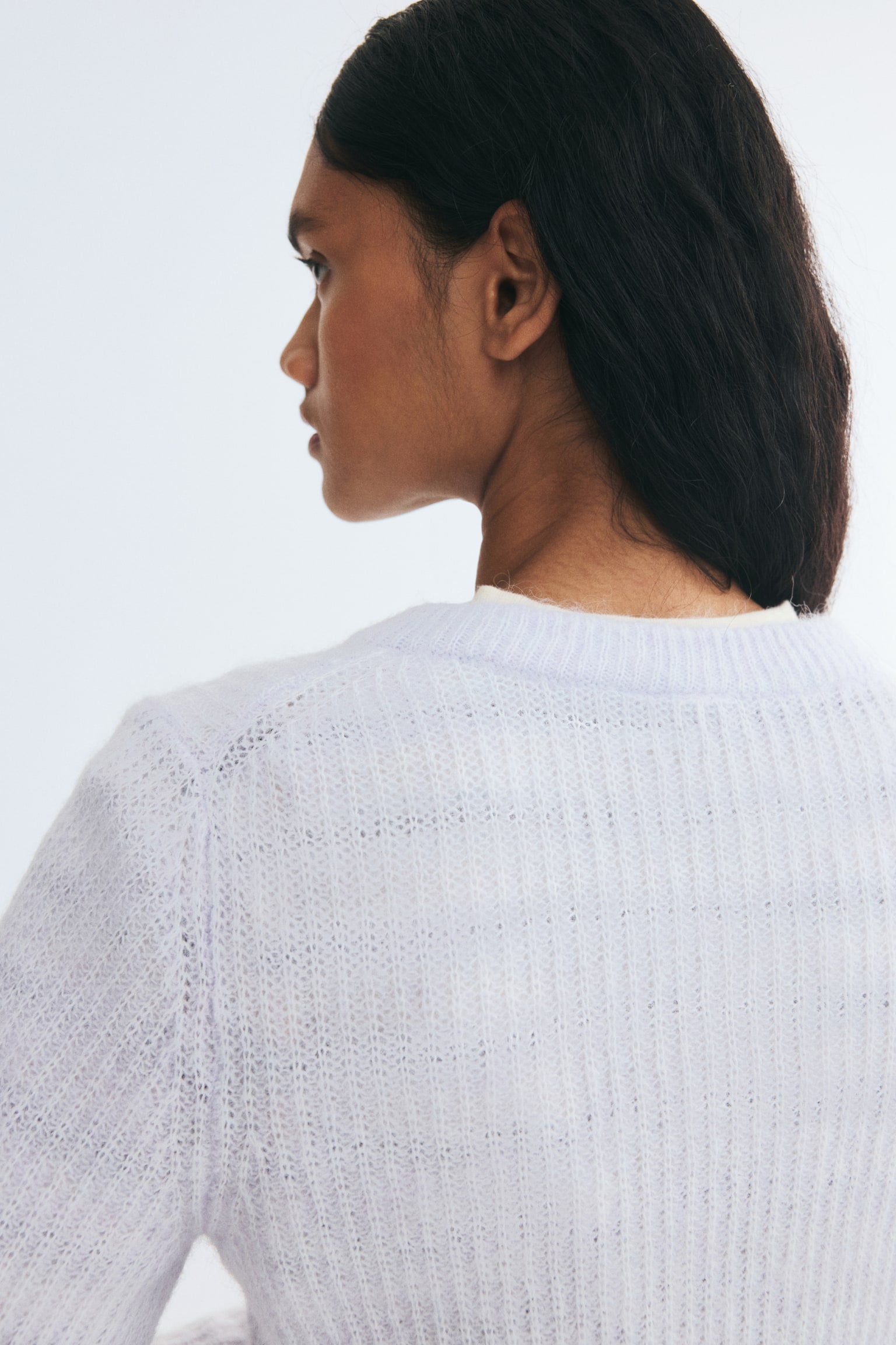 Женский кардиган H&M Rib-Knit, цвет: Светлый пыльный фиолетовый — фото 3