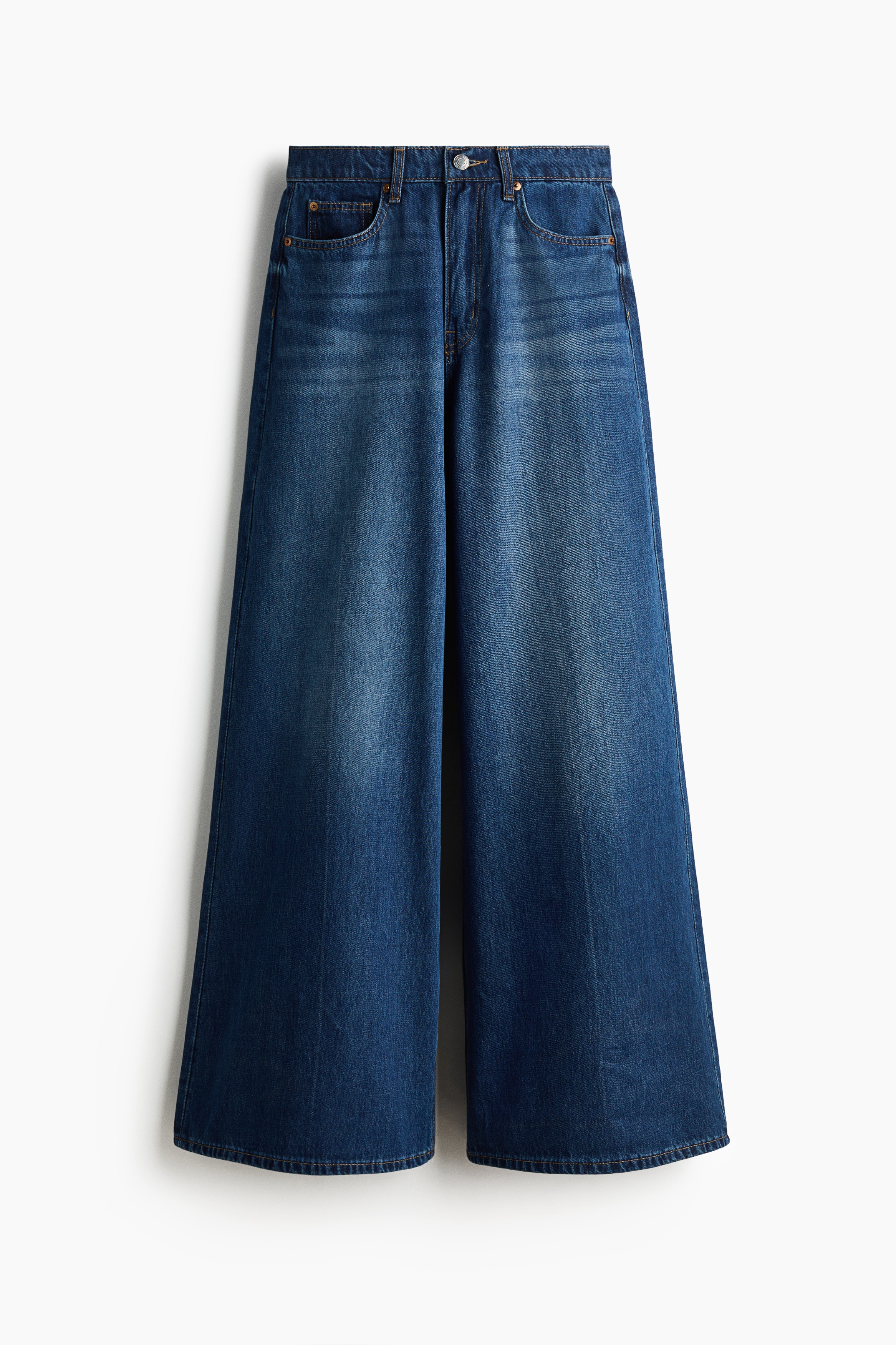 Super Wide High Waist Jeans - Denimblauw/Washed zwart