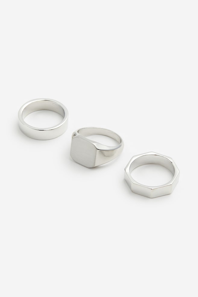 3-pack ring - Sølvfarget/Sort - 1