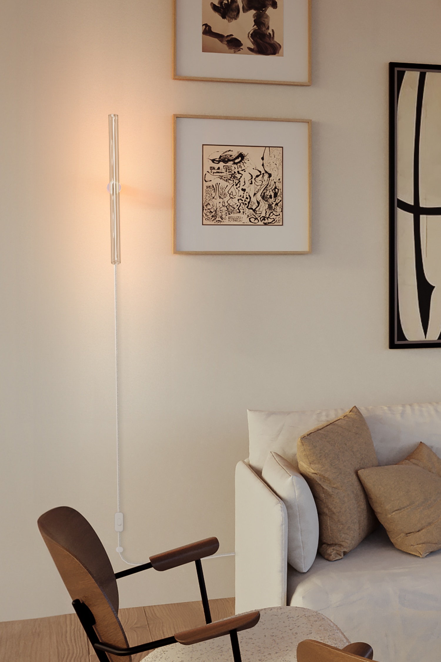 Plug-in Wall Lamp With Linear Light Bulb - White