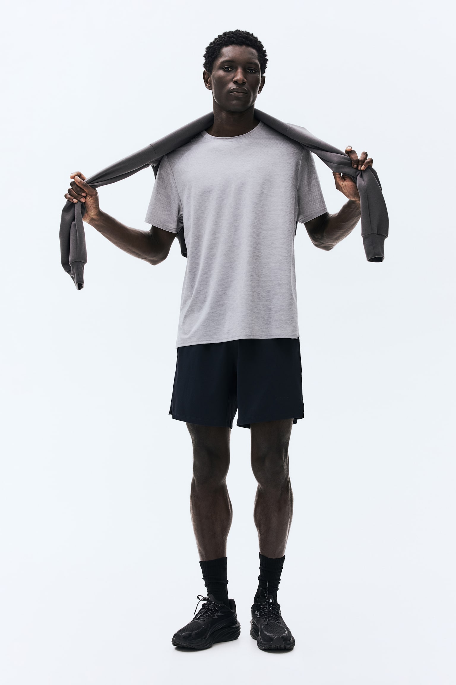 Short de sport DryMove™ - Bleu marine/Noir/Marron foncé/Gris clair chiné/Gris chiné - 3