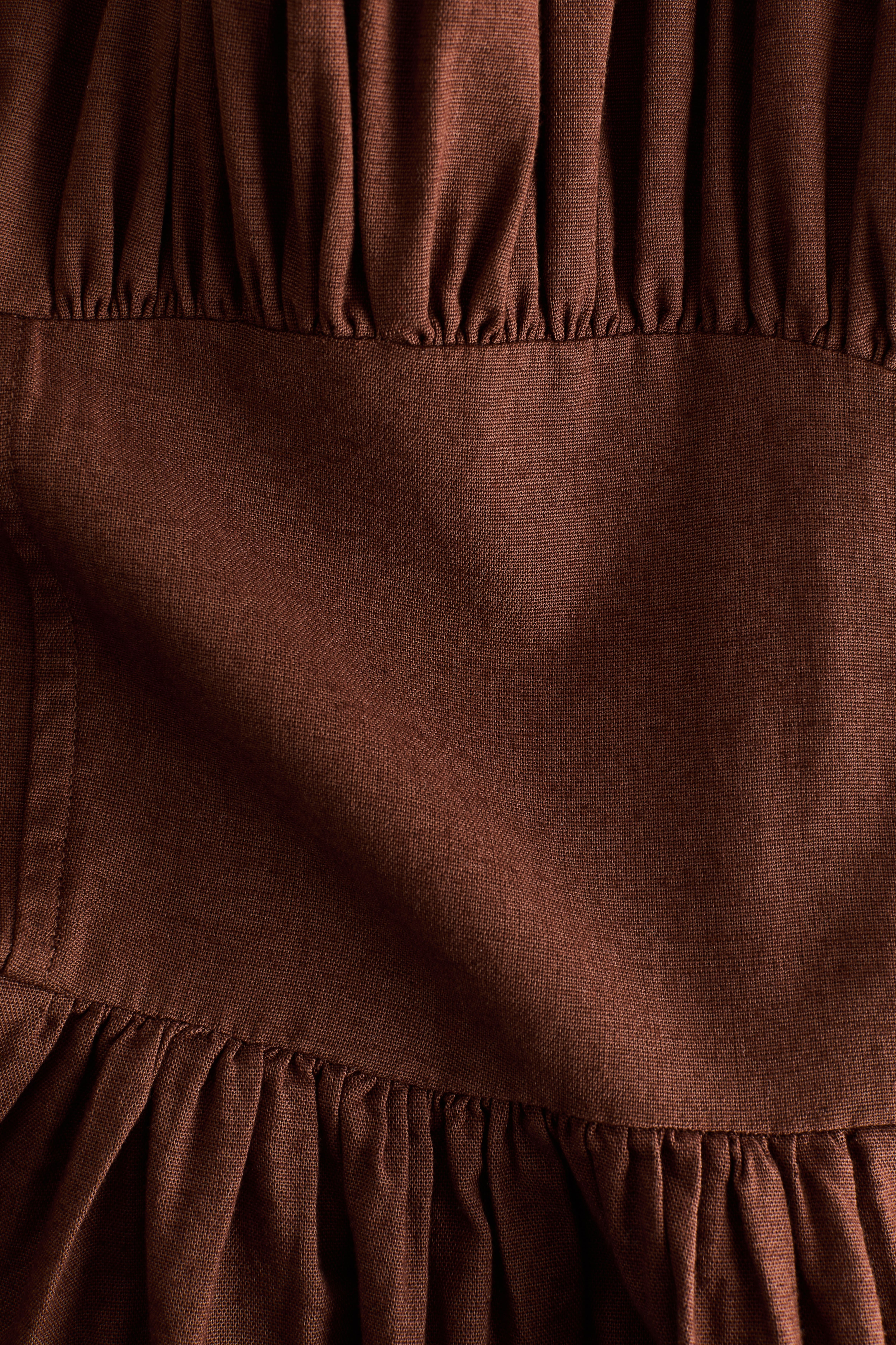 Ruched Linen-Blend Dress
