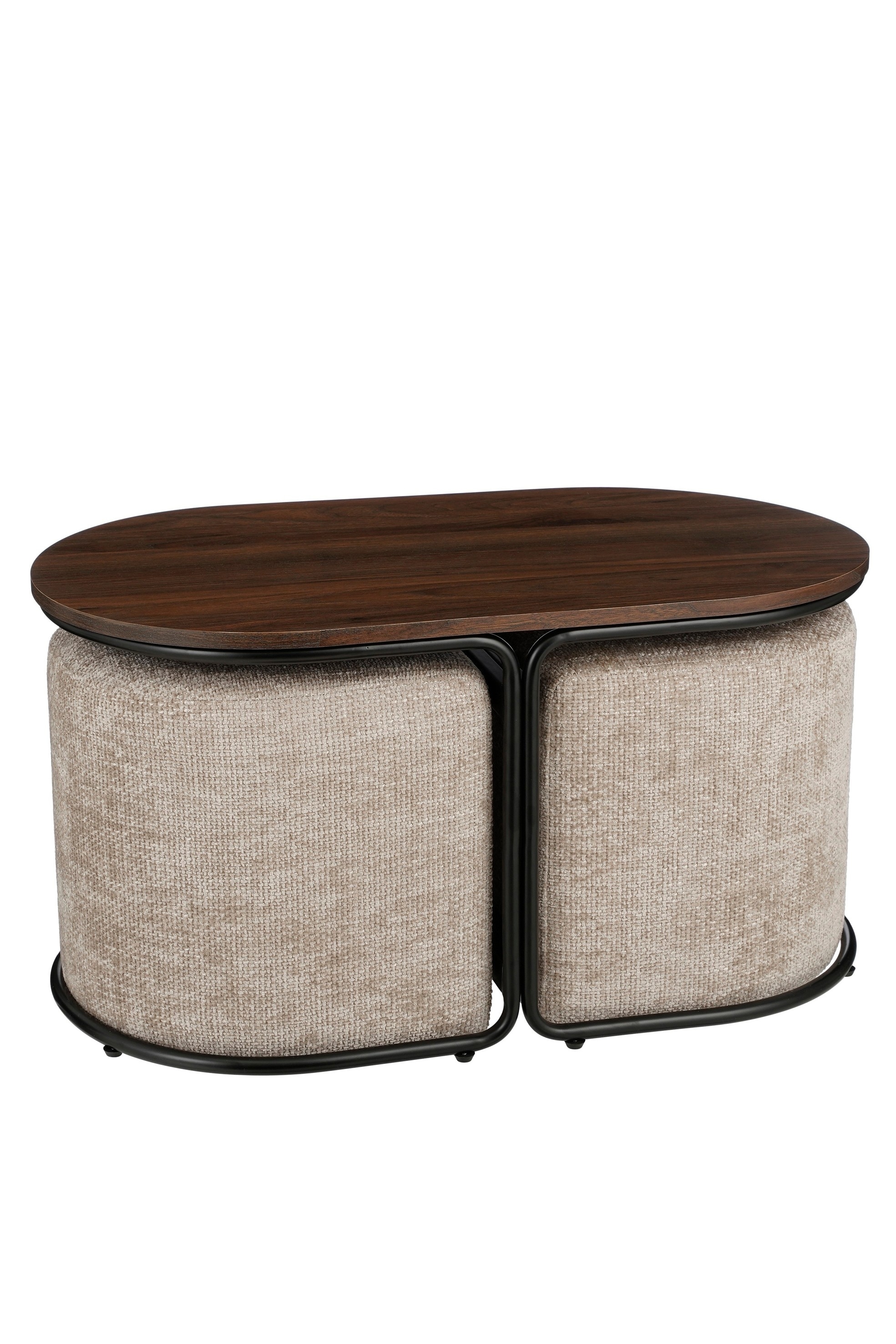 Mica Decorations - Soffbord Med Sittpuffar - Ljusgrå