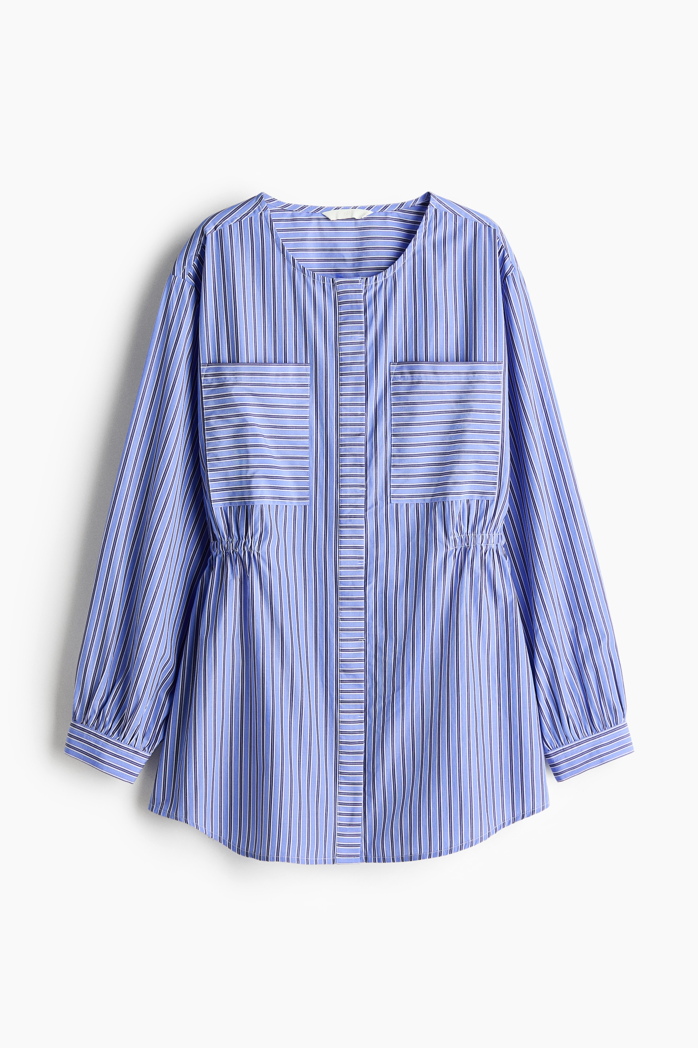 Szűkített derekú blúz - Kék/csíkos