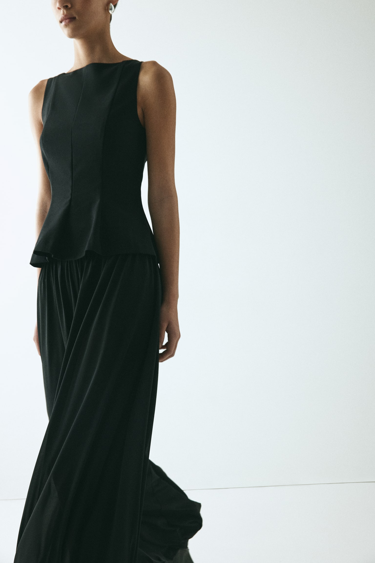 Tailored peplum top - Black/Dark grey - 5