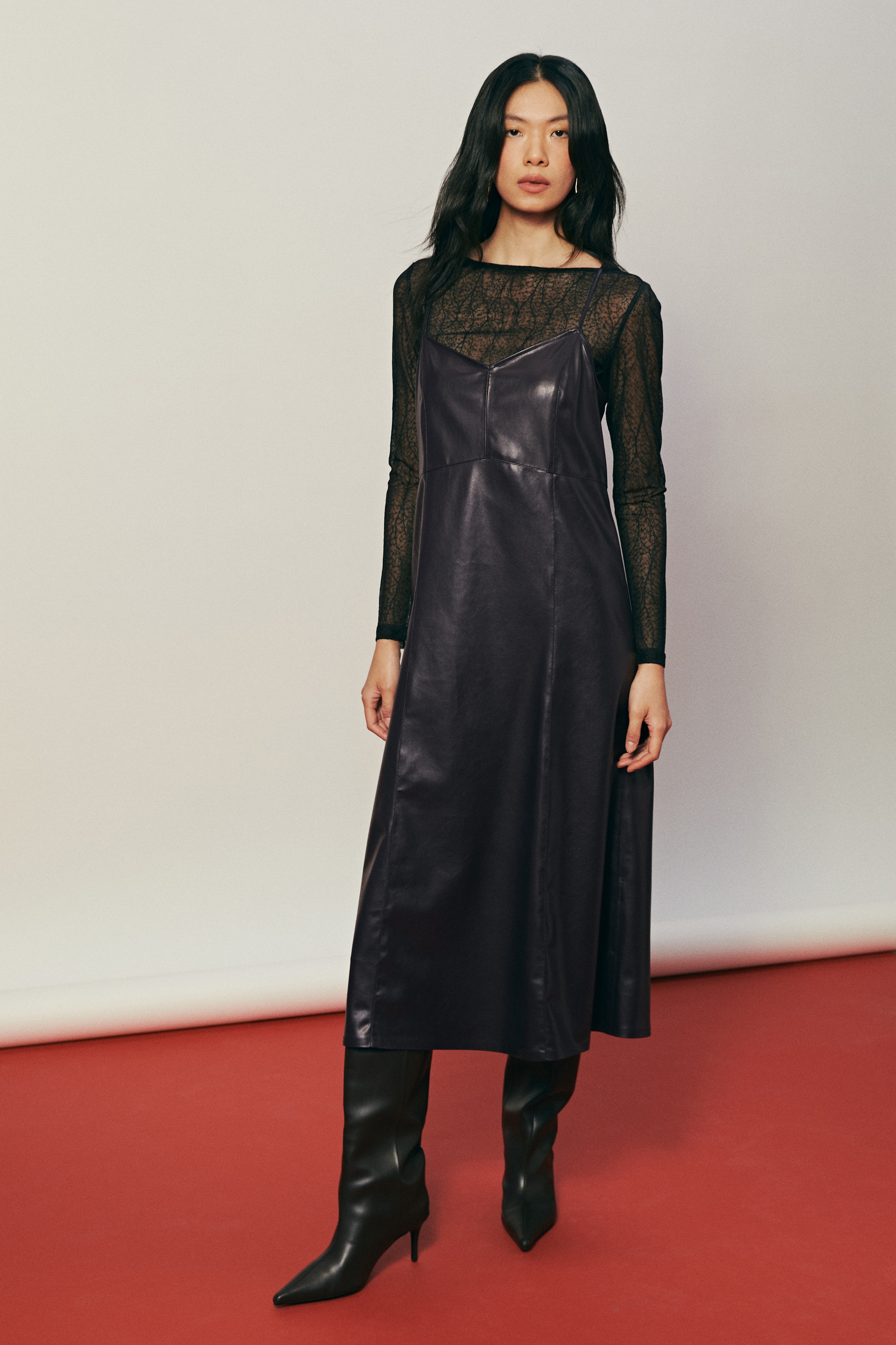 H & M - コーティングスリップドレス - パープル