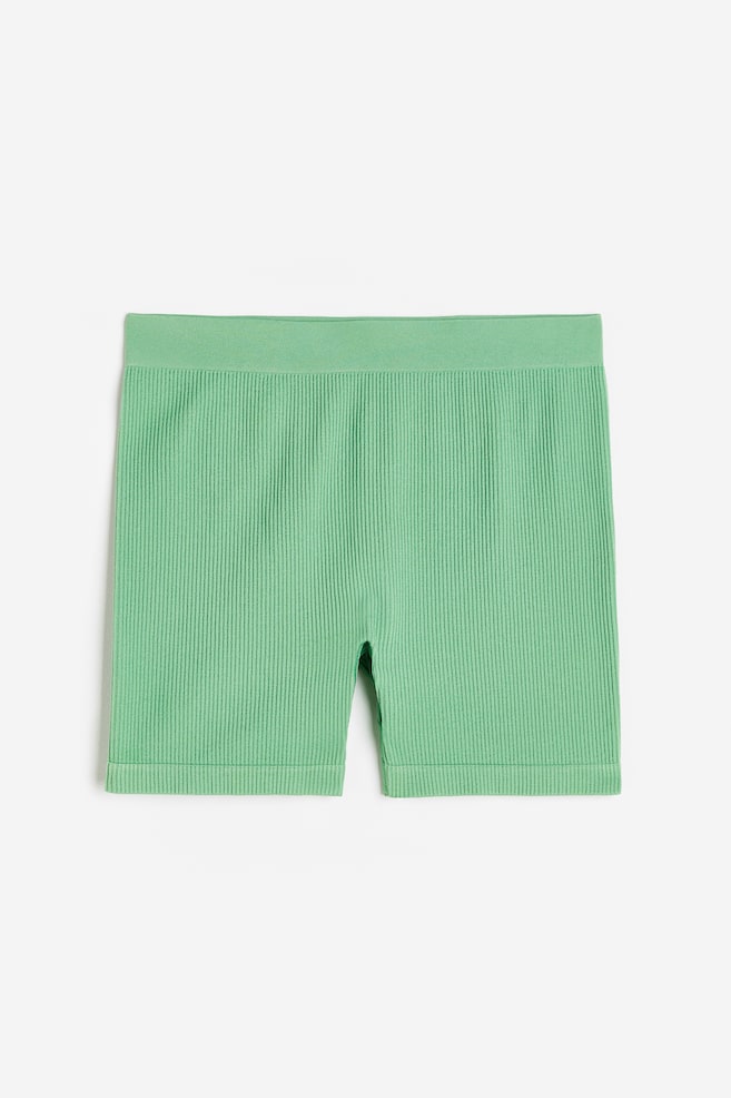 Ribbed seamless cycling shorts - Green - 1