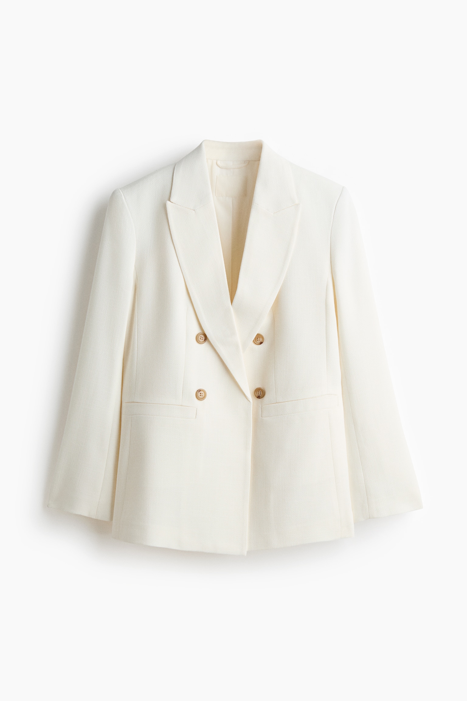 Dobbeltradet blazer i viskoseblanding - Creme