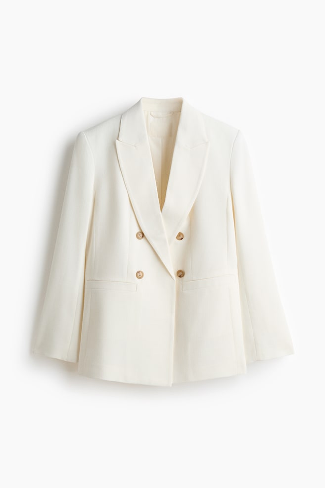 Double-breasted viscose-blend blazer - Cream - 1