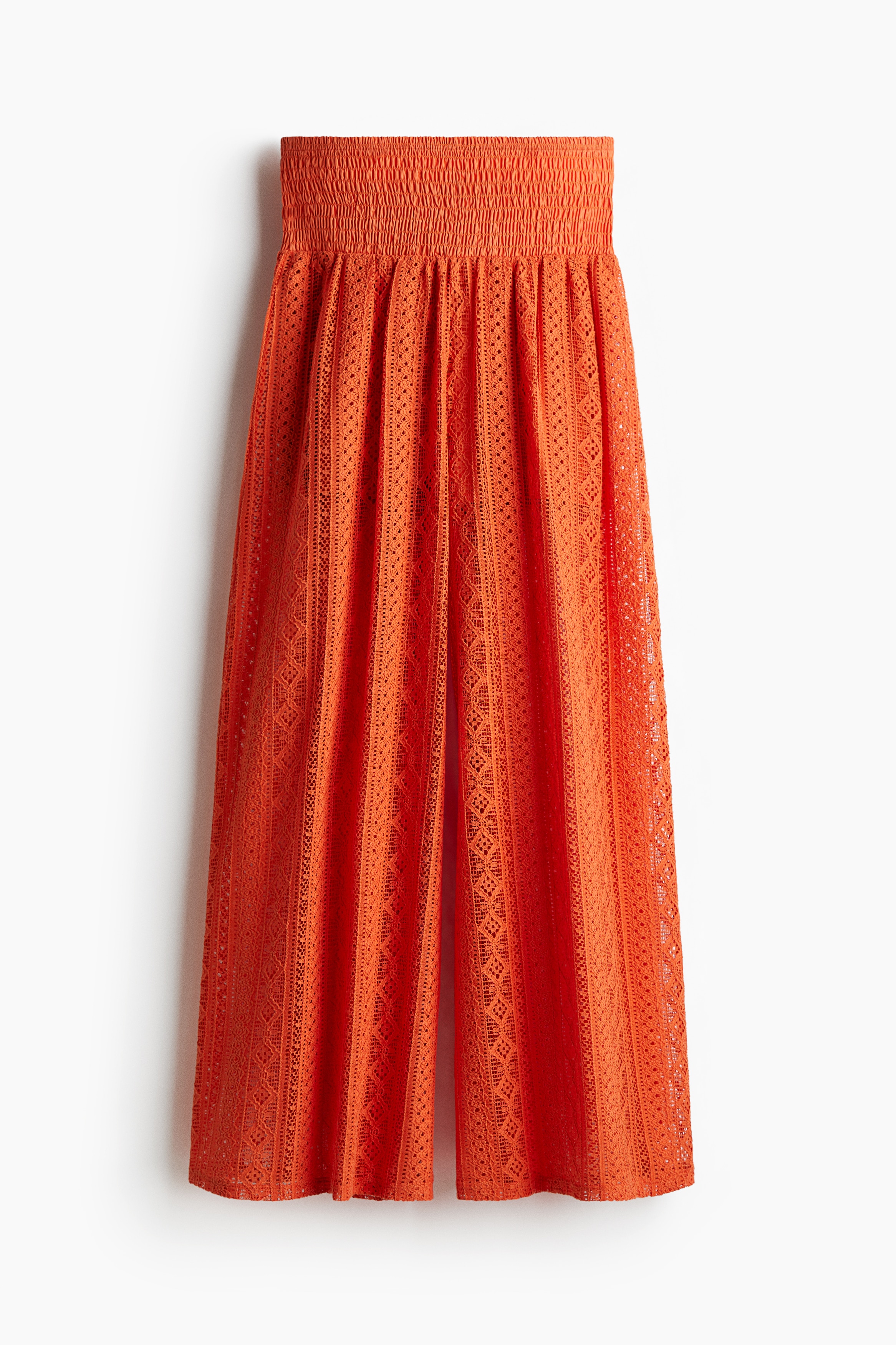 Calças largas com aparência de renda - Laranja vivo