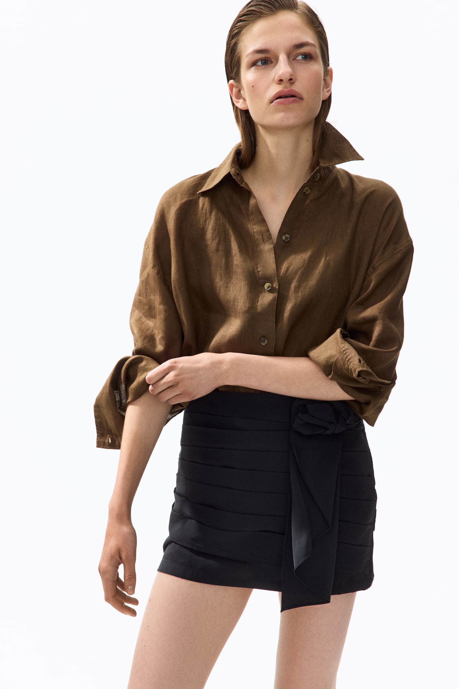 Женская юбка H&M Appliquéd Mini, цвет: Чёрный — фото 4