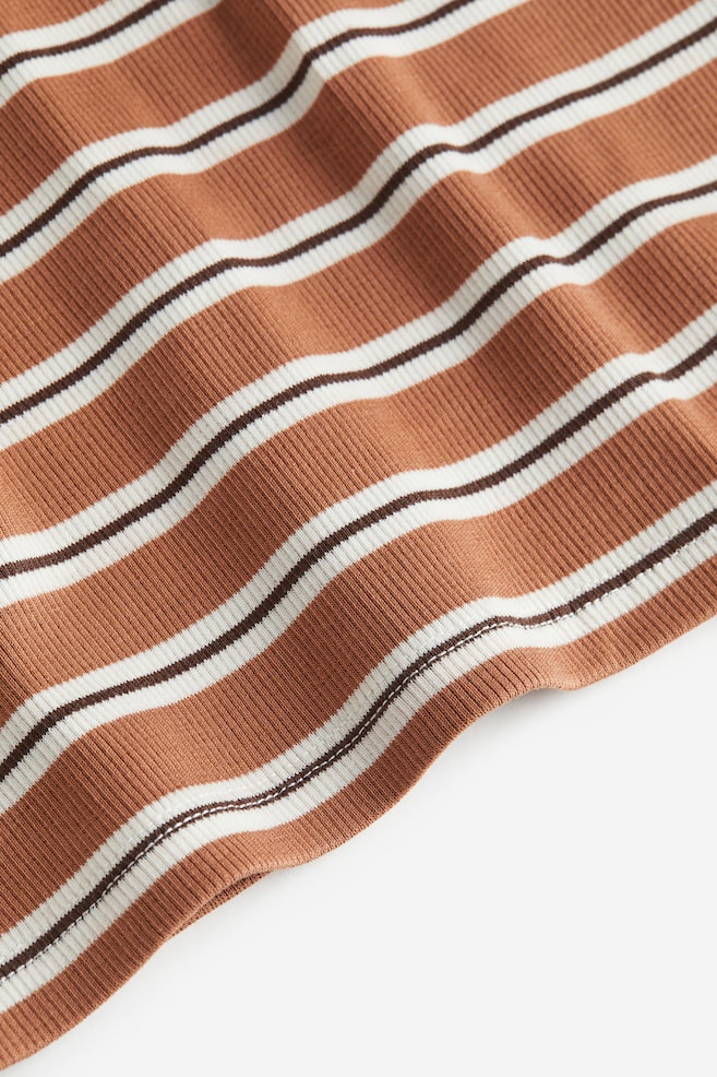 Printed ribbed dress - Brown/Striped/Black/Floral - 2