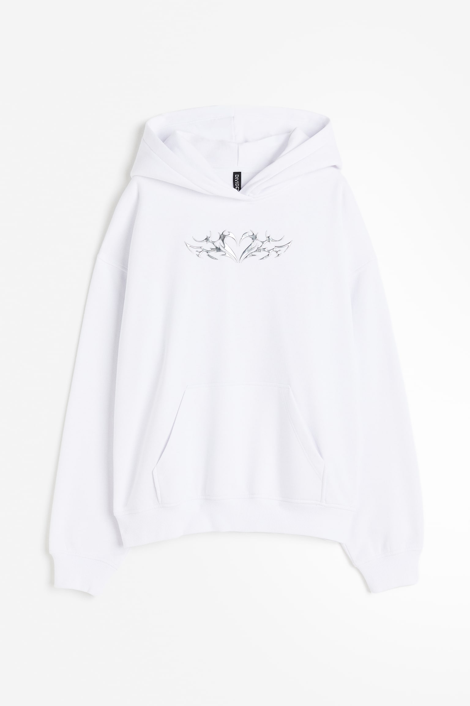 Oversized Design Detail Hoodie - White/Heart/Black/Other Dimensions - 1