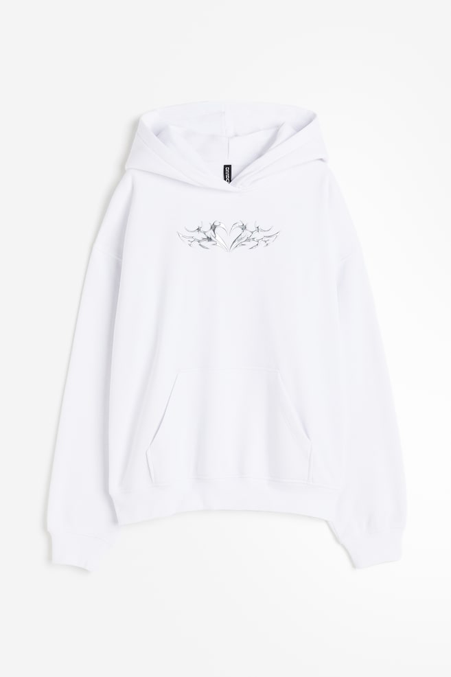Oversized motif-detail hoodie - White/Heart/Black/Heart/Black/Other Dimensions - 2