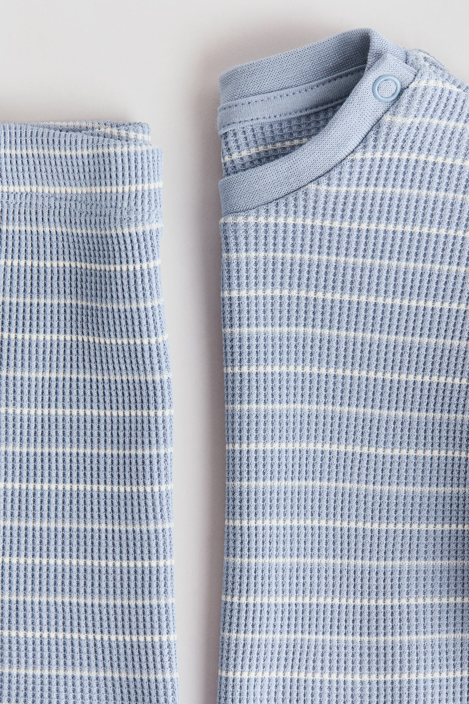 2-piece Waffled Cotton Set - Light blue/striped/Green/Dark gray/Light dusty blue - 2