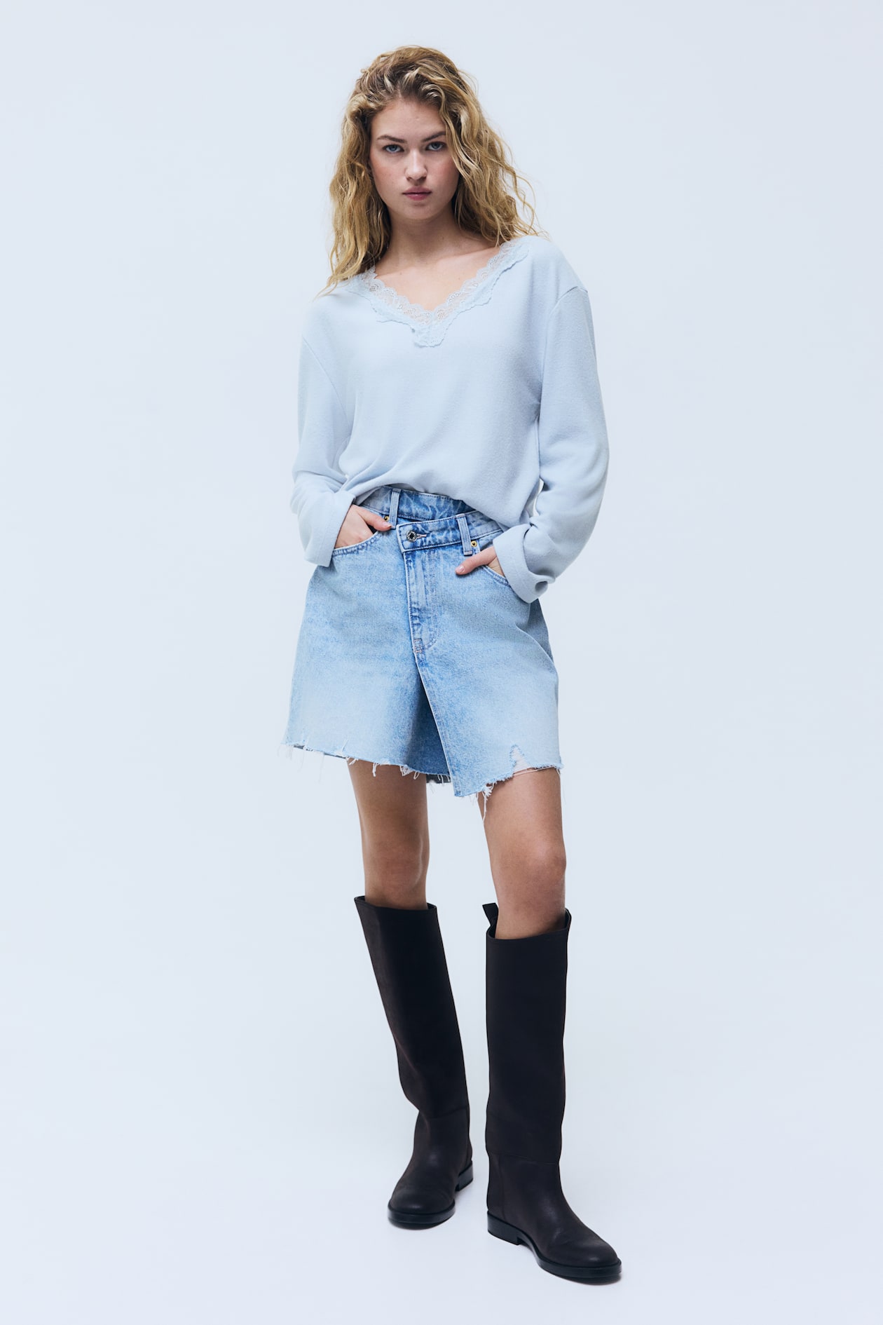 Lace-Trimmed Knit Top - image 2