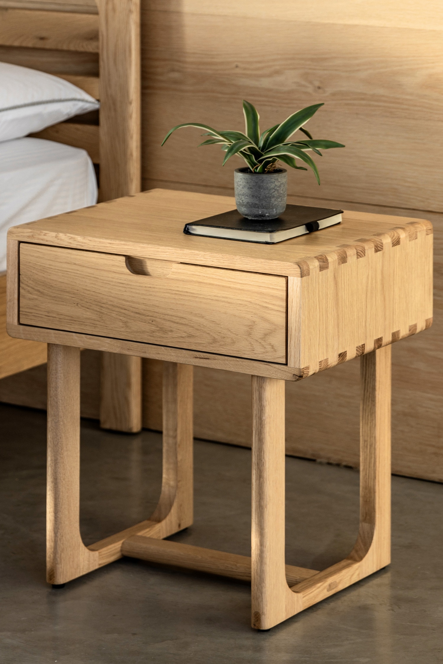 1 Drawer Wooden Bedside Table - Natural
