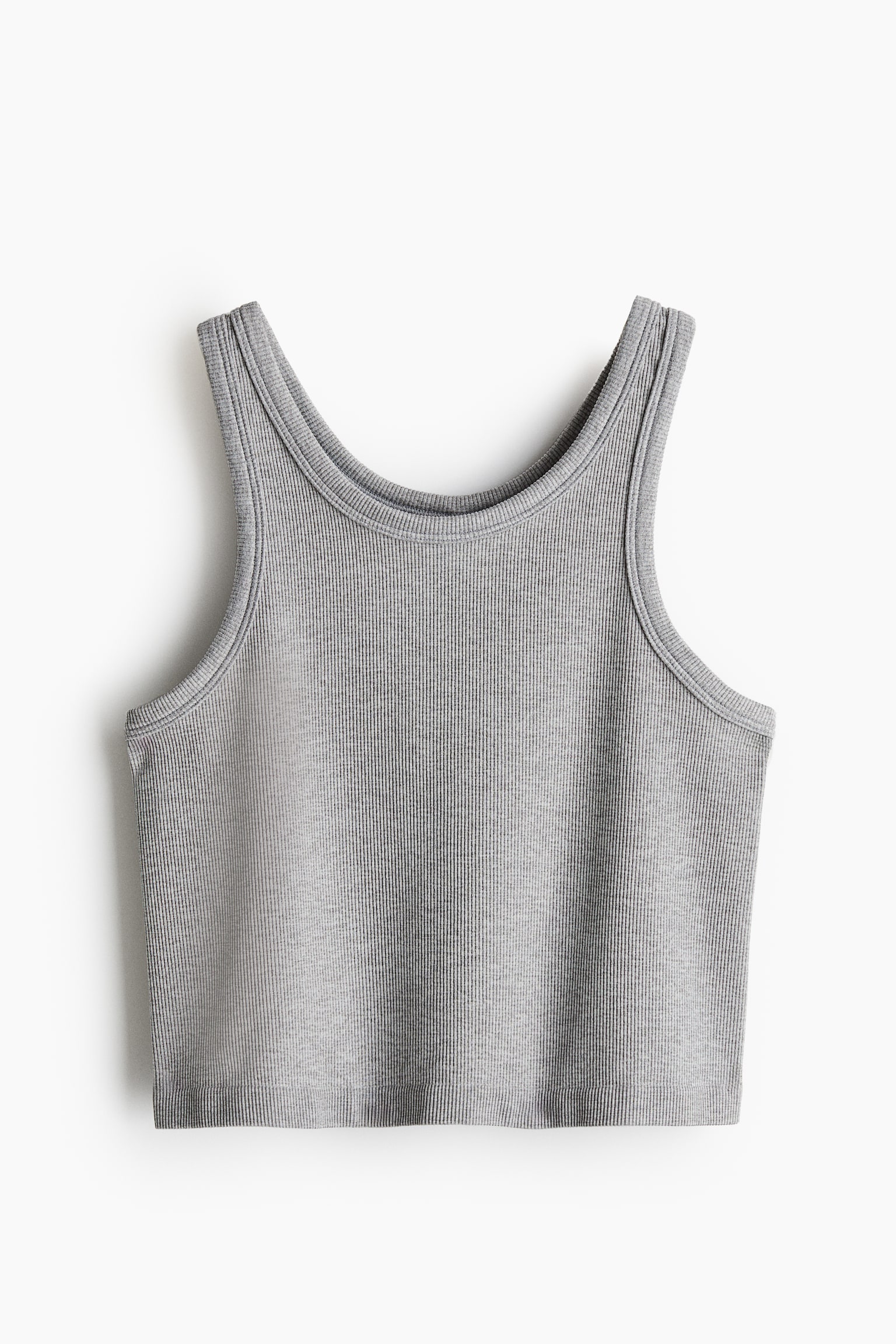 Cropped seamless sports vest top in DryMove™ - Grey marl/Black/White - 2