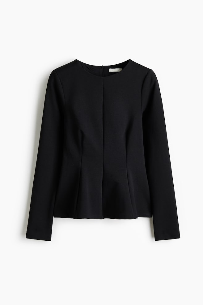 Jersey Peplum Top - Black/Red/Dark gray - 1