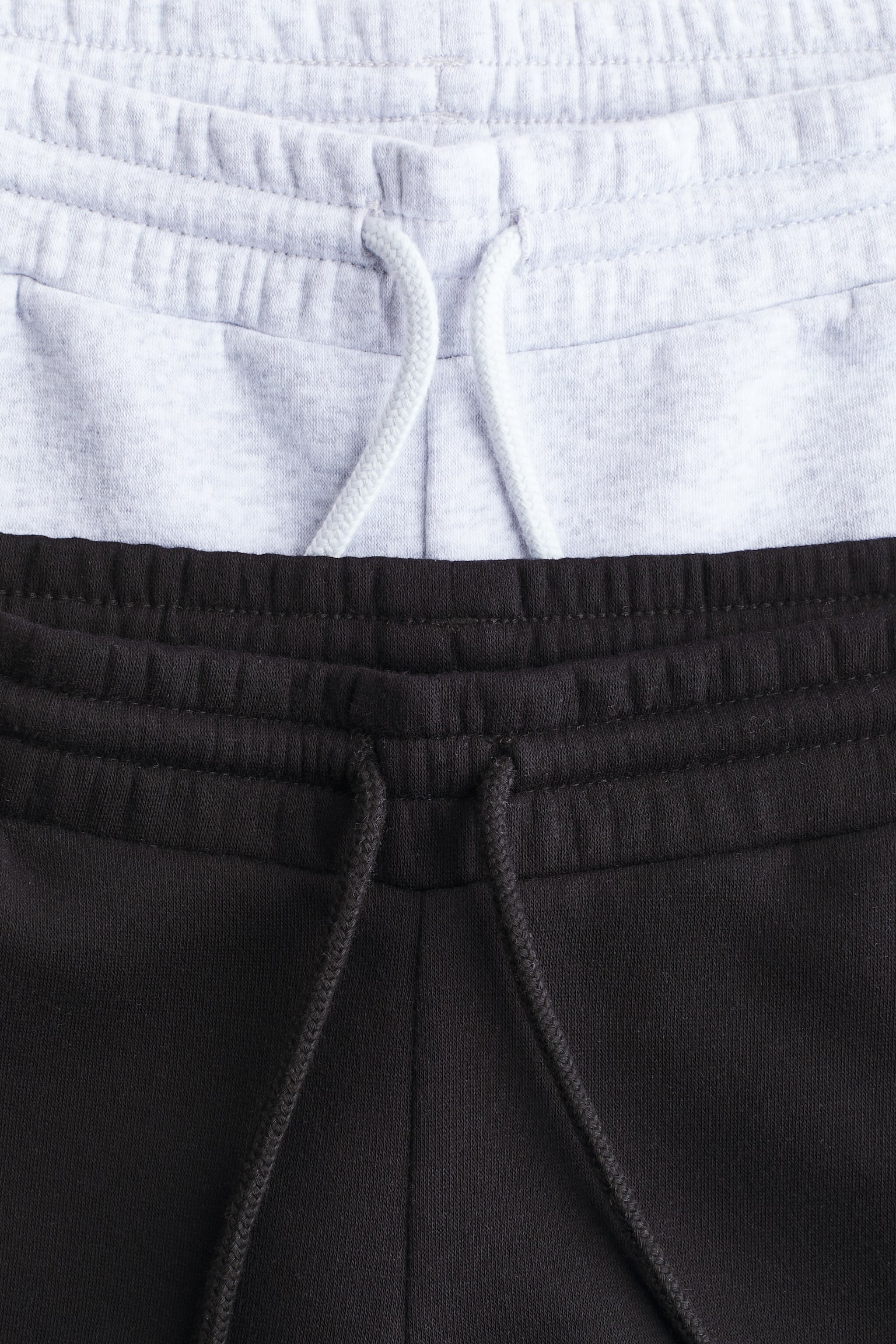 2-pack brushed-inside joggers - Black/Light grey marl - 2