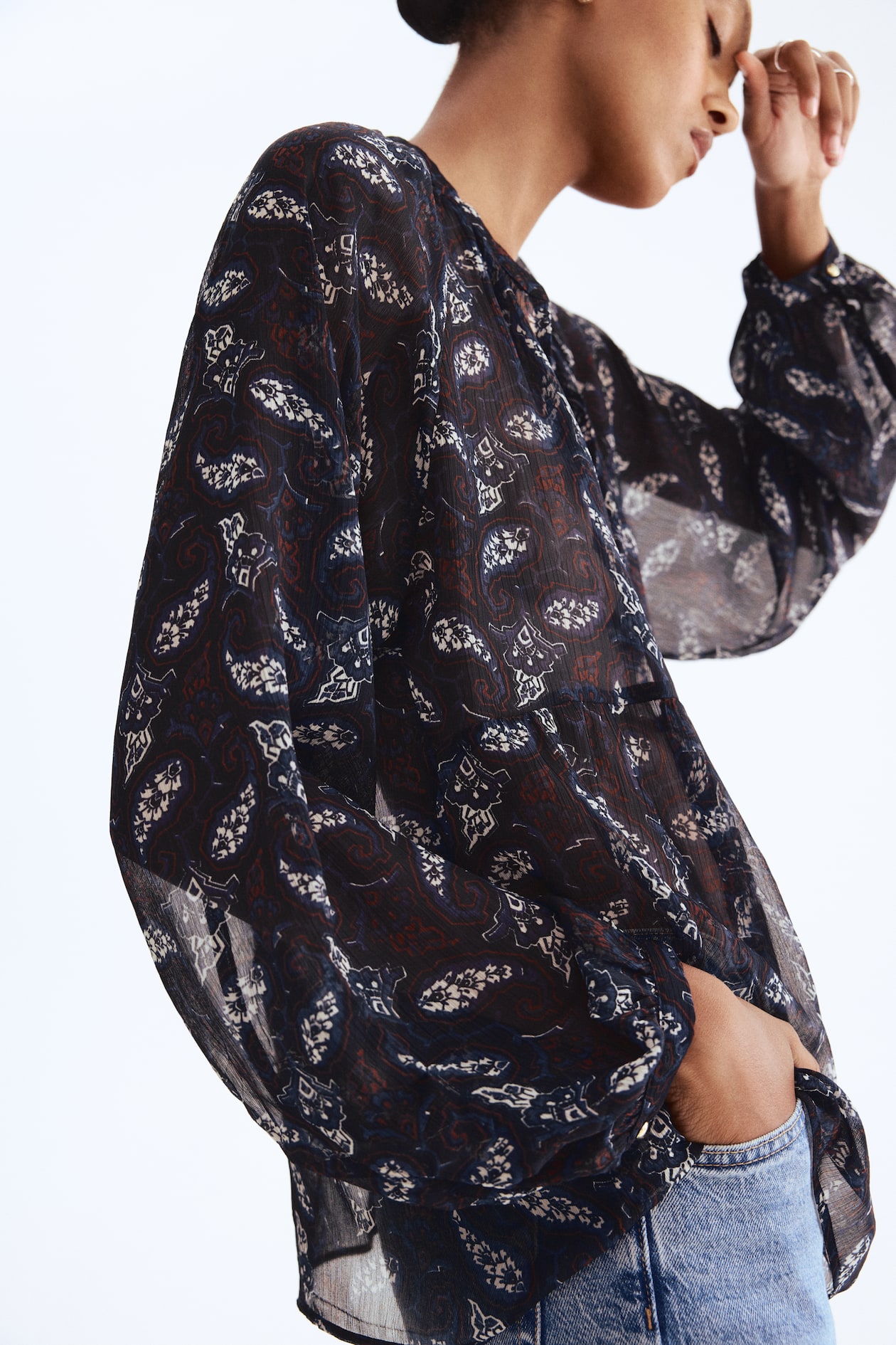 Patterned Chiffon Blouse - image 4