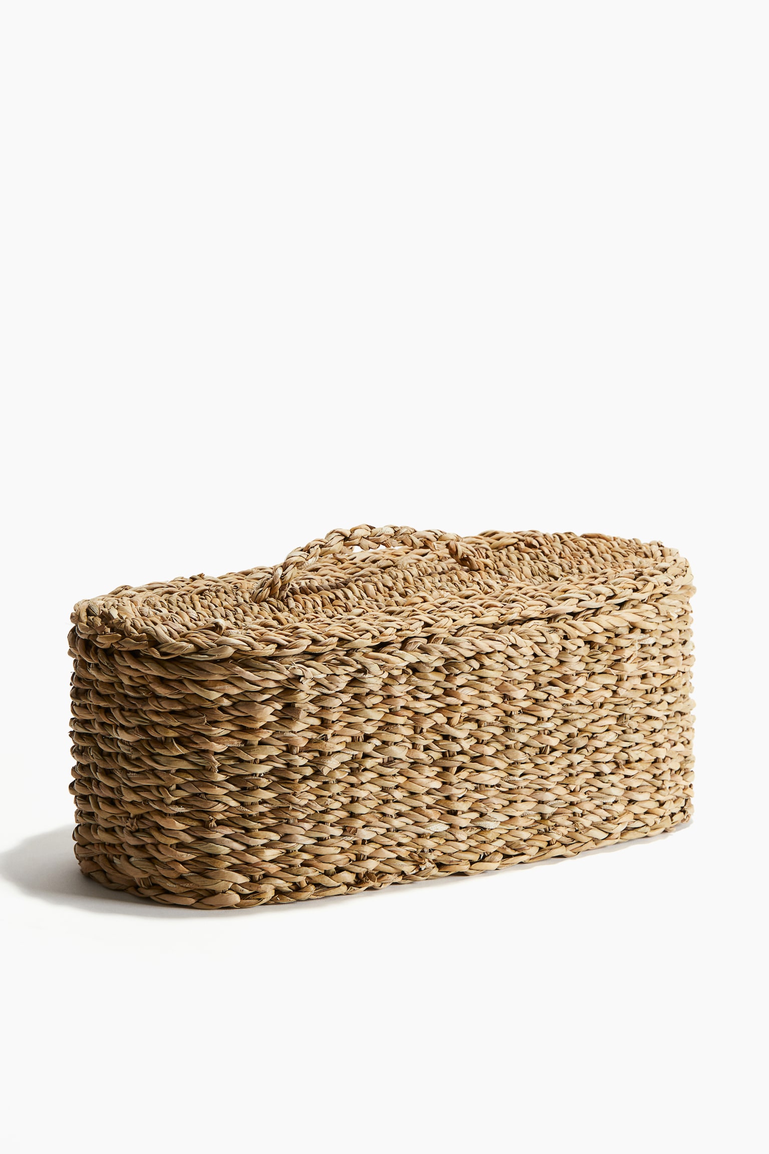 Braided straw lidded box - Beige - 1