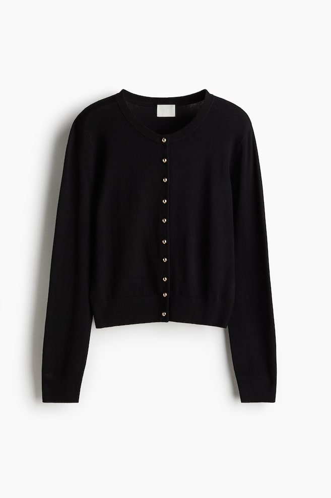 Knit Cardigan - Black/Grey marle/Black/Cream - 1