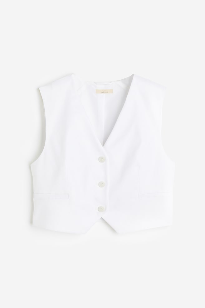 Linen-blend suit waistcoat - White - 2