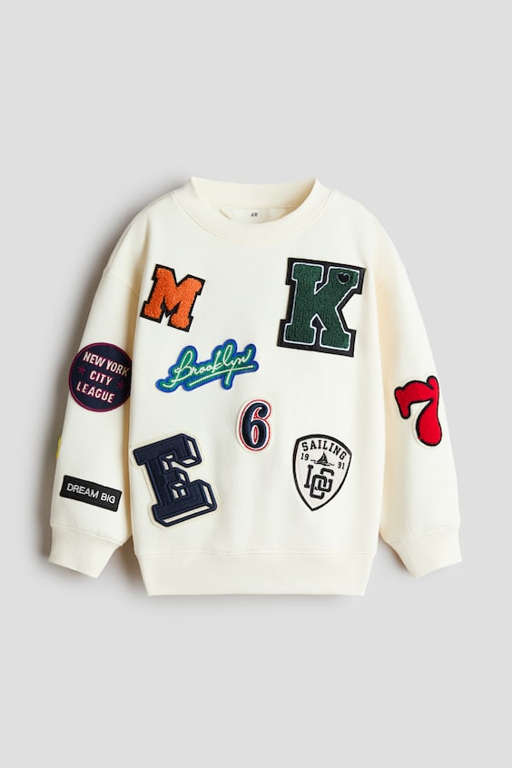 Детские худи H&M Appliquéd Brushed-Inside Sweatshirt