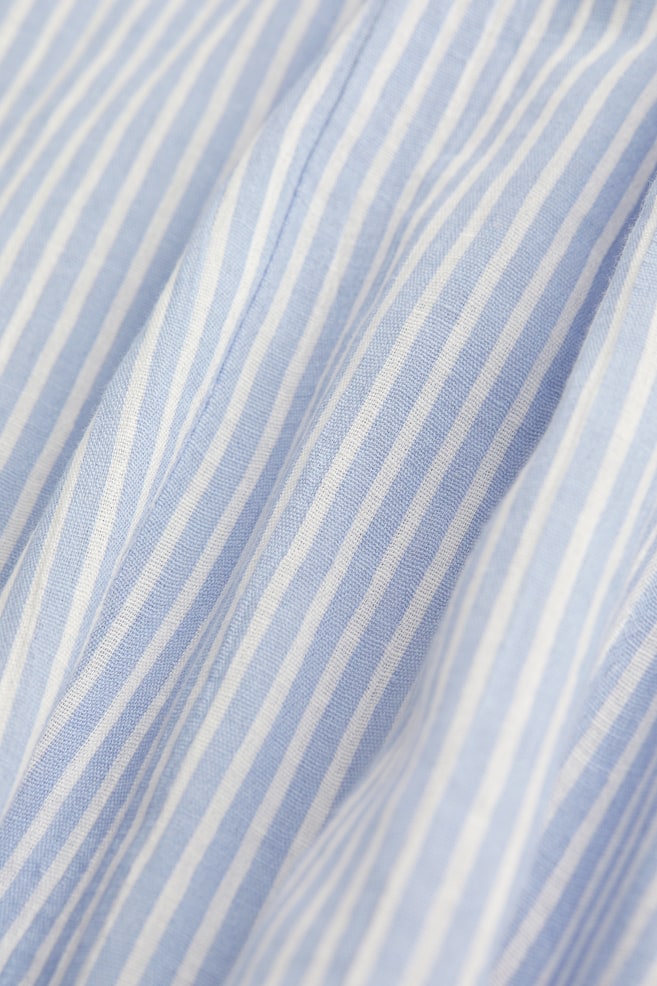 Balloon-sleeved dress - Light blue/Striped/Black - 7